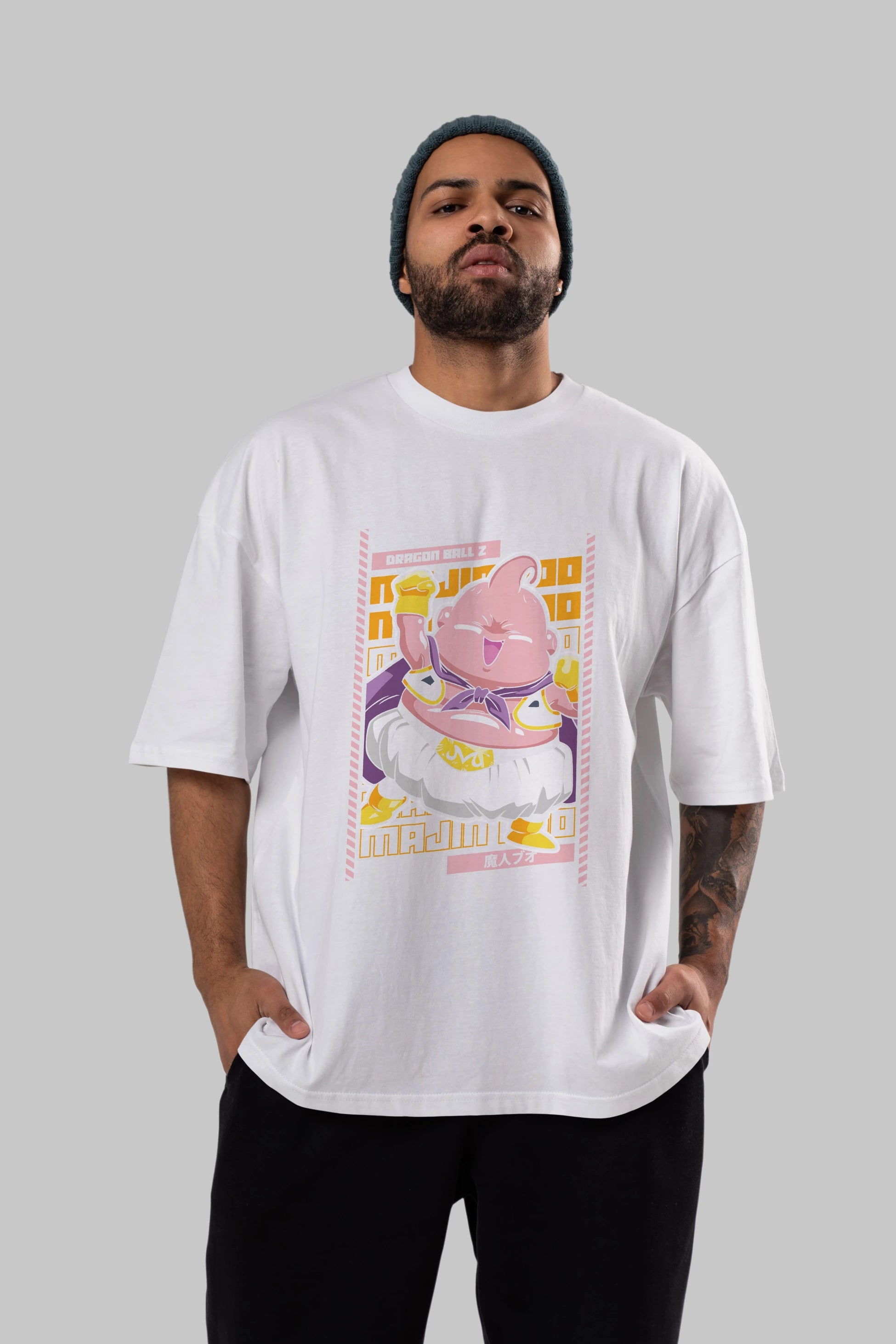MAJIN BOO1 Anime Ön Baskılı Oversize t-shirt %100 pamuk Erkek Kadın Unisex