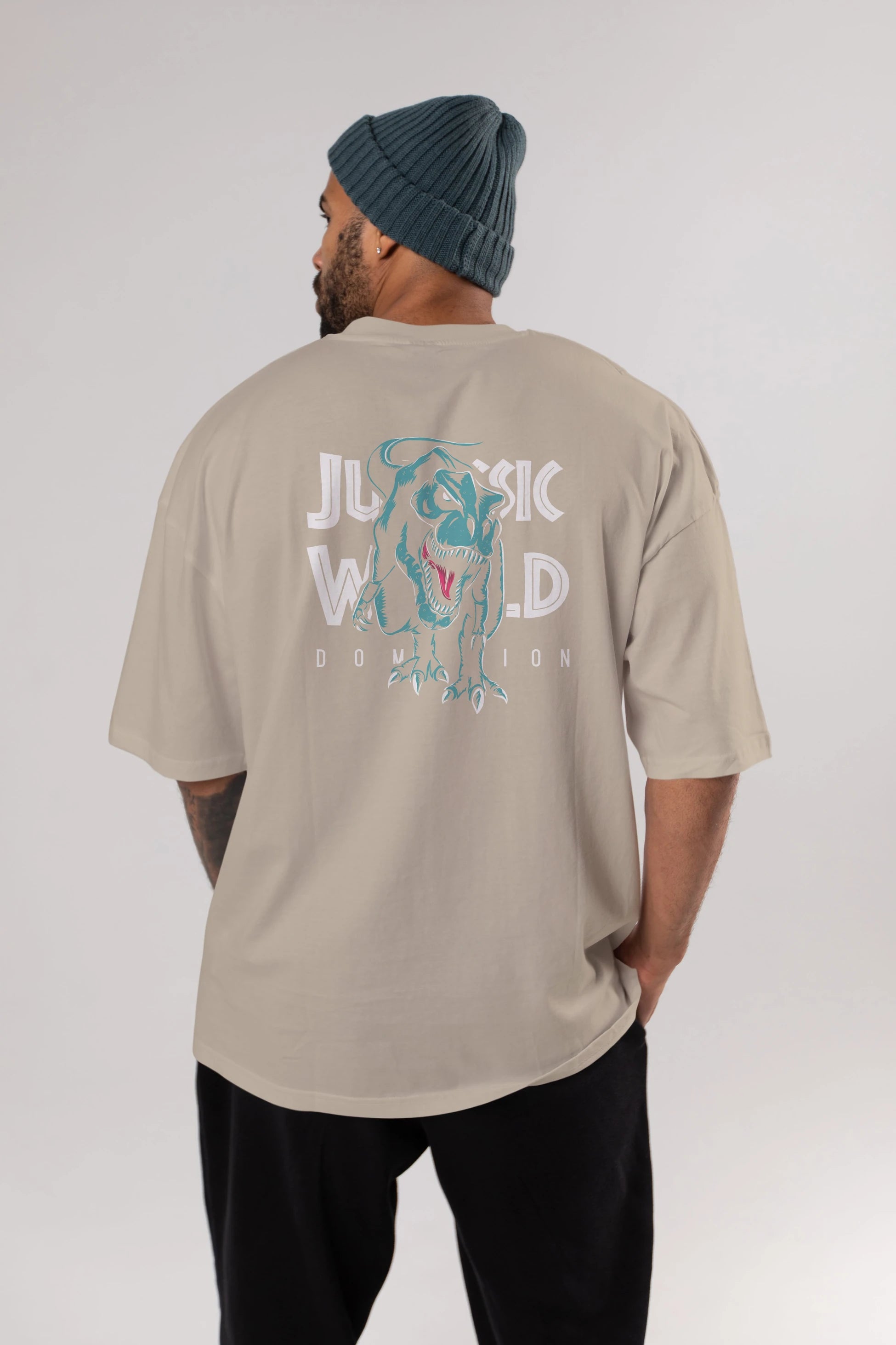 Jurassic Park (1) Arka Baskılı Oversize t-shirt Erkek Kadın Unisex %100 Pamuk Bisiklet Yaka tişort
