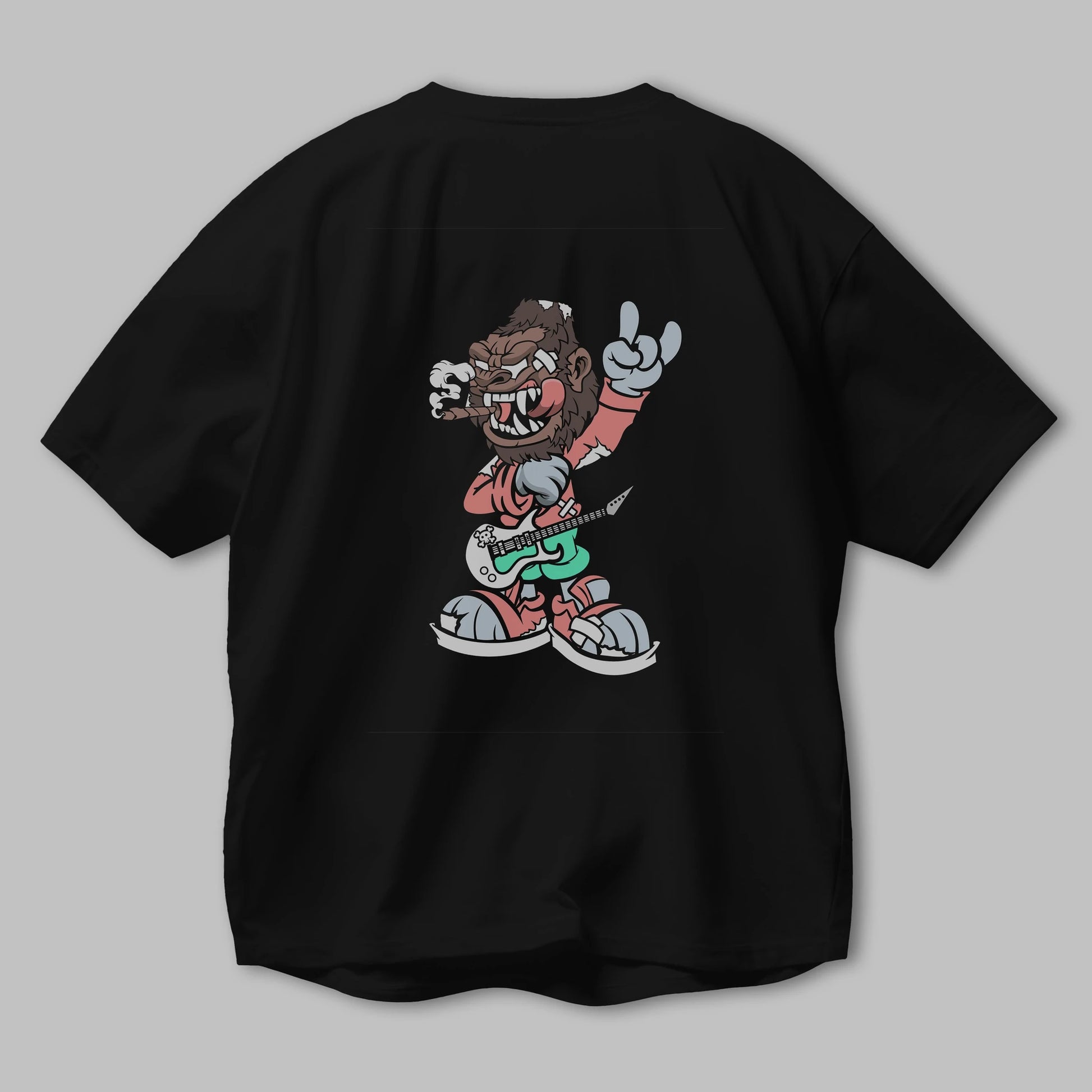 Gorilla Rockstar Arka Baskılı Oversize t-shirt Erkek Kadın Unisex %100 Pamuk tişort