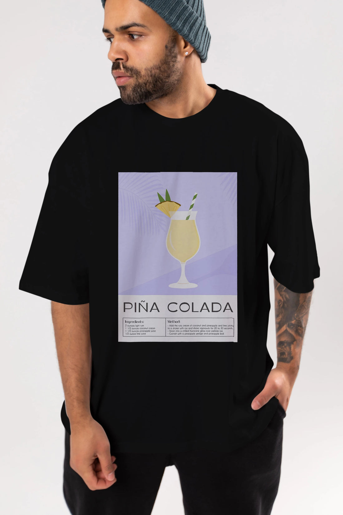 PIna Colada 6 Ön Baskılı Oversize t-shirt Erkek Kadın Unisex %100 Pamuk Bisiklet Yaka tişort