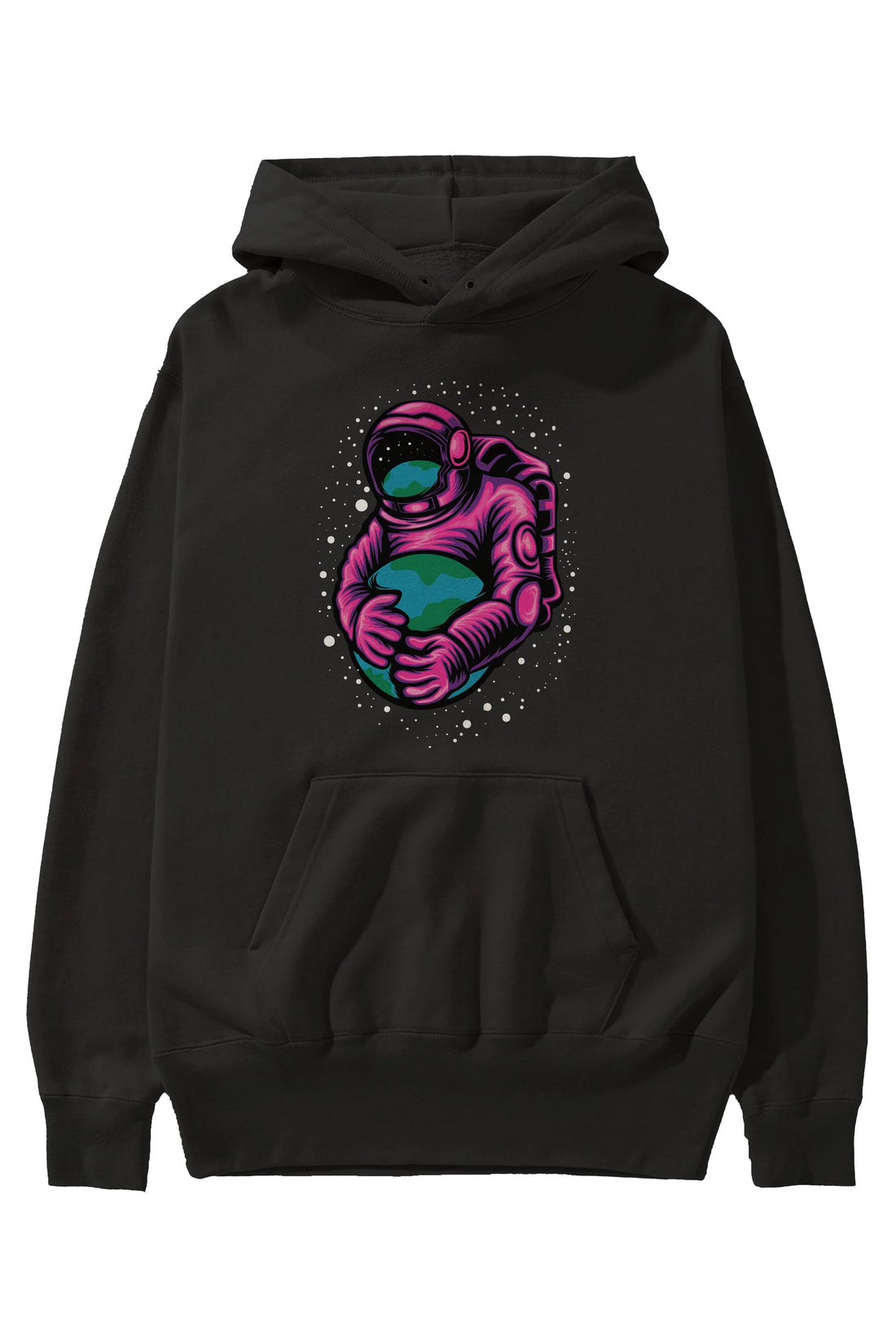 Astronaut Holding Up The Earth Ön Baskılı Hoodie Oversize Kapüşonlu Sweatshirt Erkek Kadın Unisex