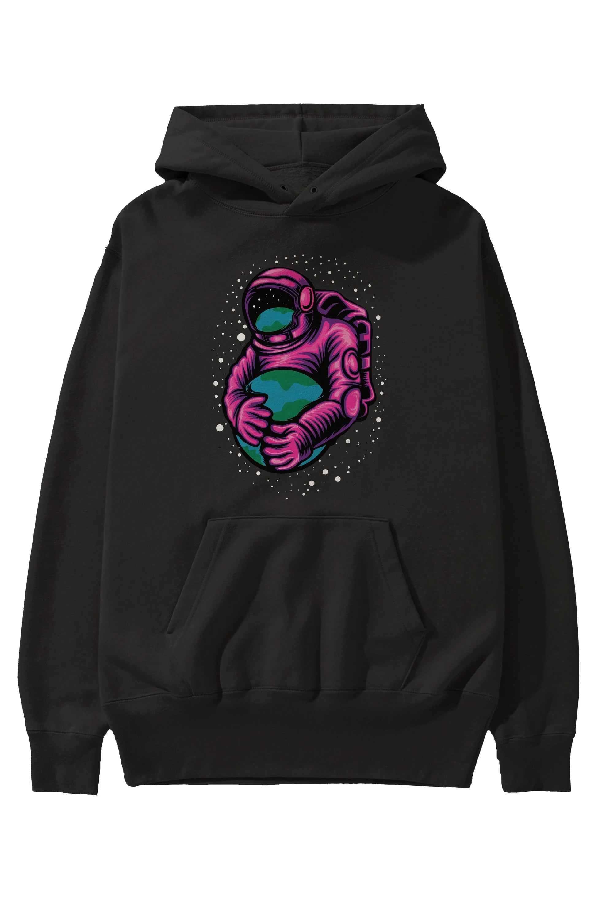 Astronaut Holding Up The Earth Ön Baskılı Hoodie Oversize Kapüşonlu Sweatshirt Erkek Kadın Unisex