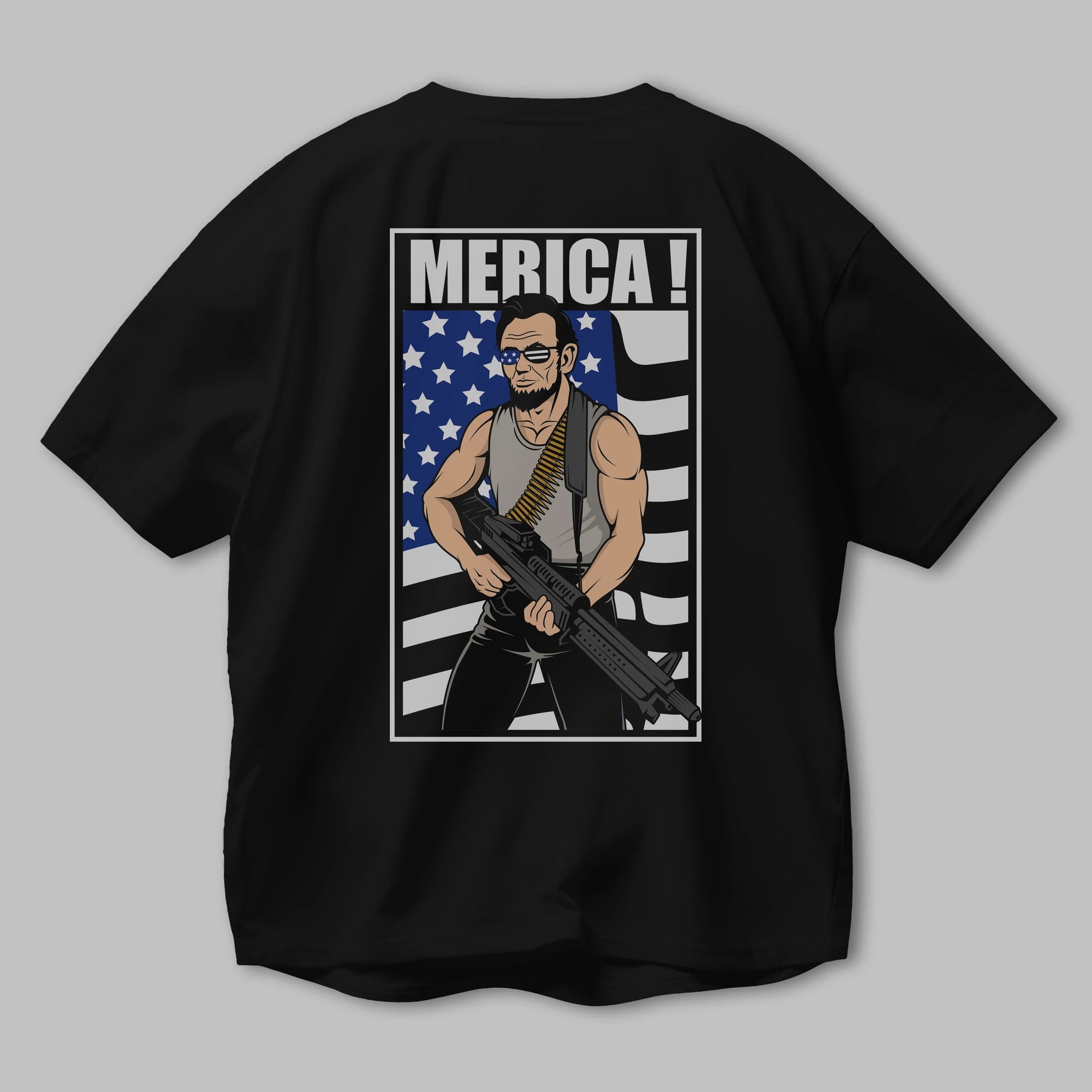 Lincoln Rambo Arka Baskılı Oversize t-shirt Erkek Kadın Unisex %100 Pamuk tişort