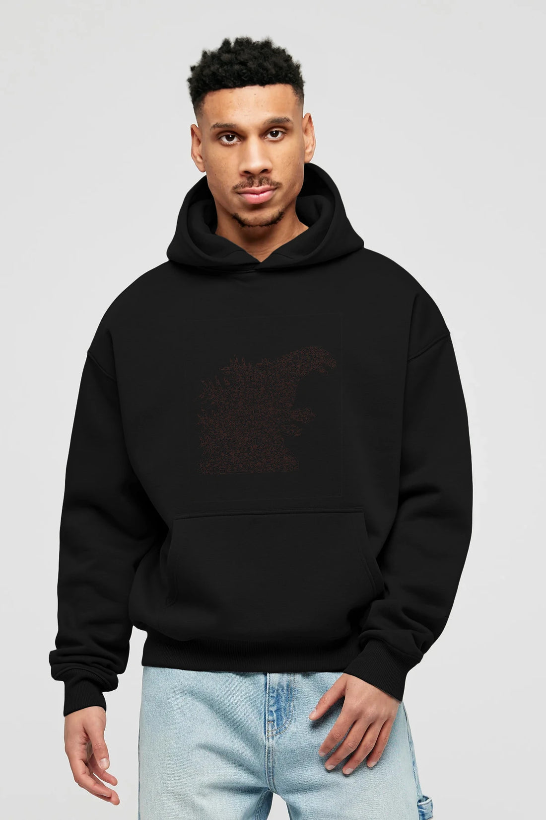 Godzilla Ön Baskılı Hoodie Oversize Kapüşonlu Sweatshirt Erkek Kadın Unisex