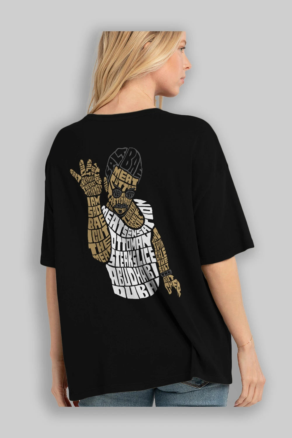 Salt Bae Arka Baskılı Oversize t-shirt %100 pamuk Erkek Kadın Unisex