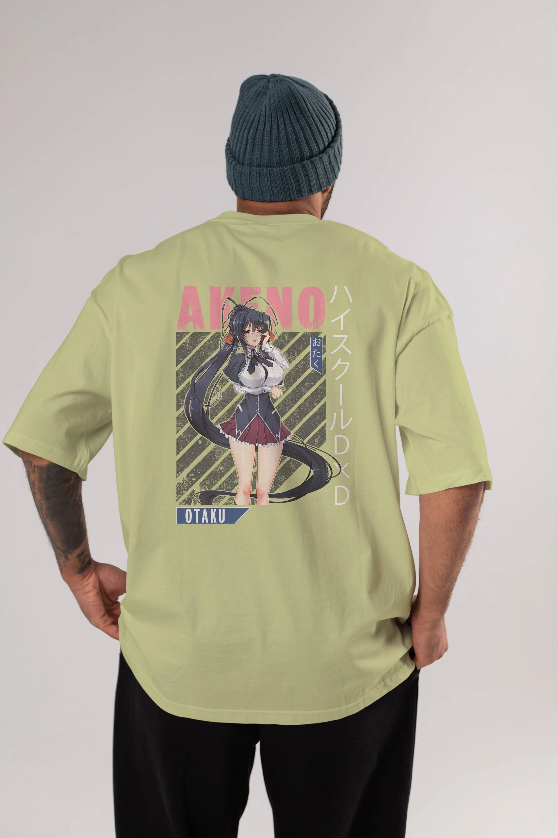 Akeno Himejima 4 Anime Arka Baskılı Oversize t-shirt Erkek Kadın Unisex