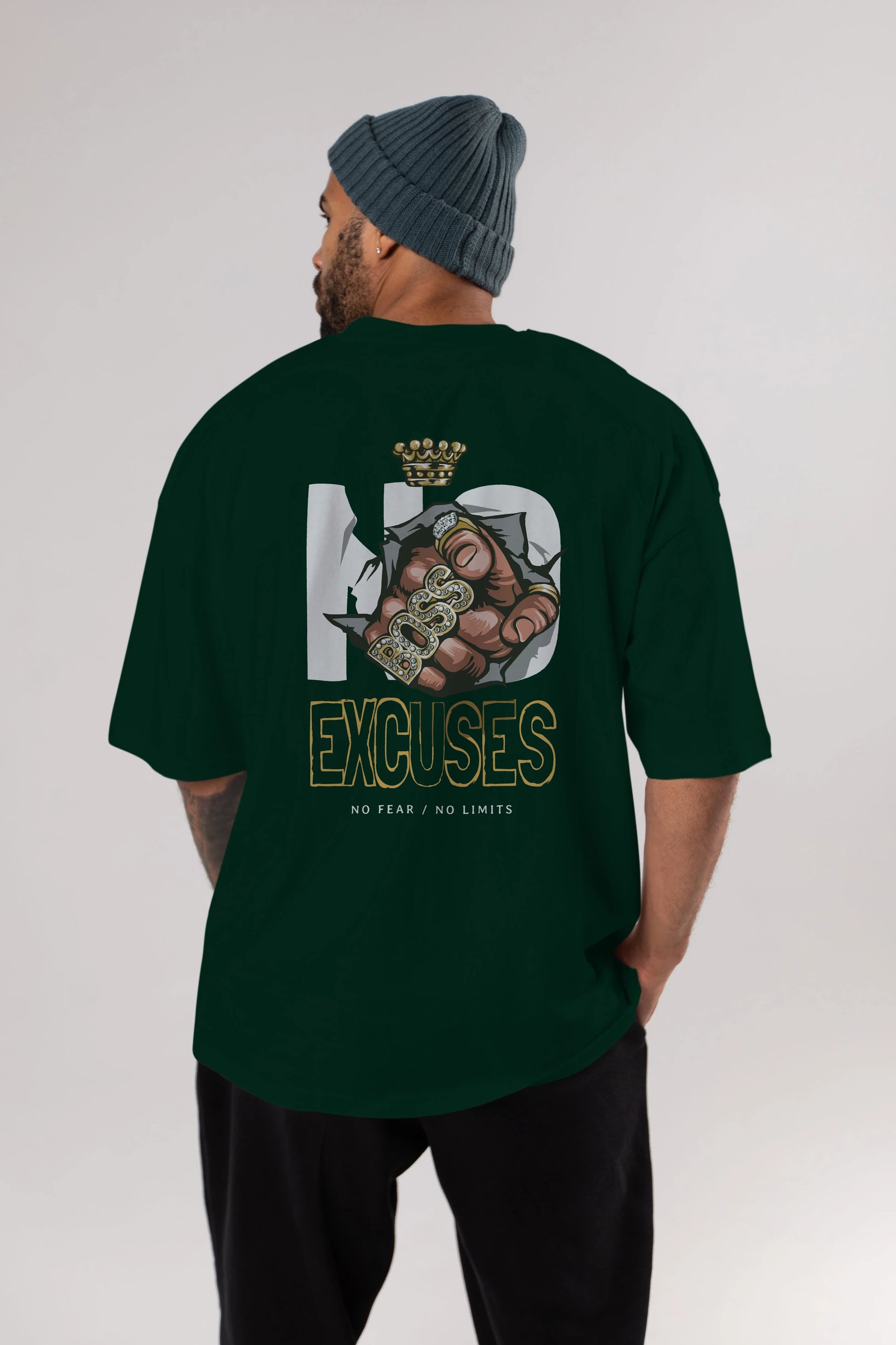 No Excuses Arka Baskılı Oversize t-shirt Erkek Kadın Unisex