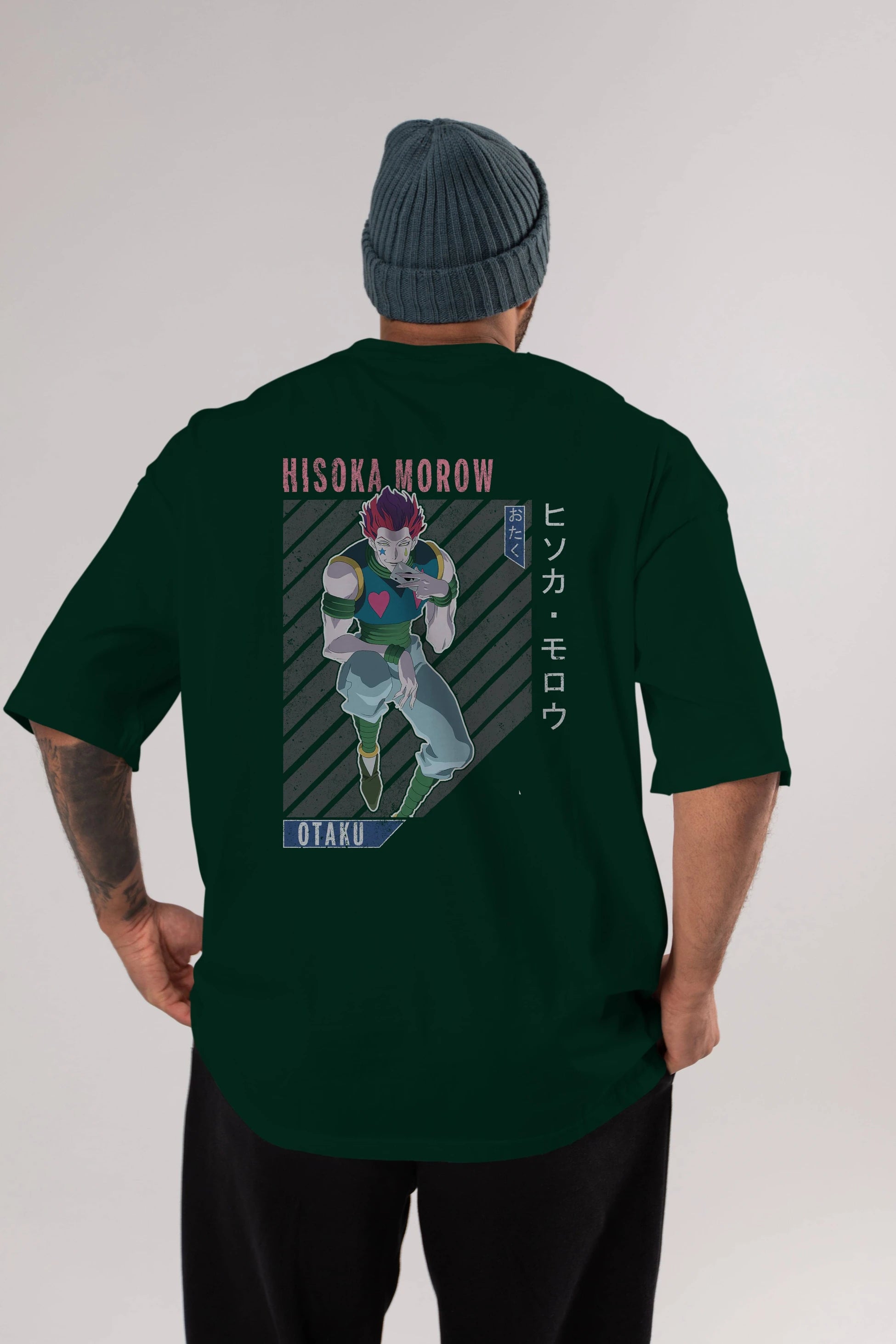 Hisoka Morow 2 2 Anime Arka Baskılı Oversize t-shirt Erkek Kadın Unisex