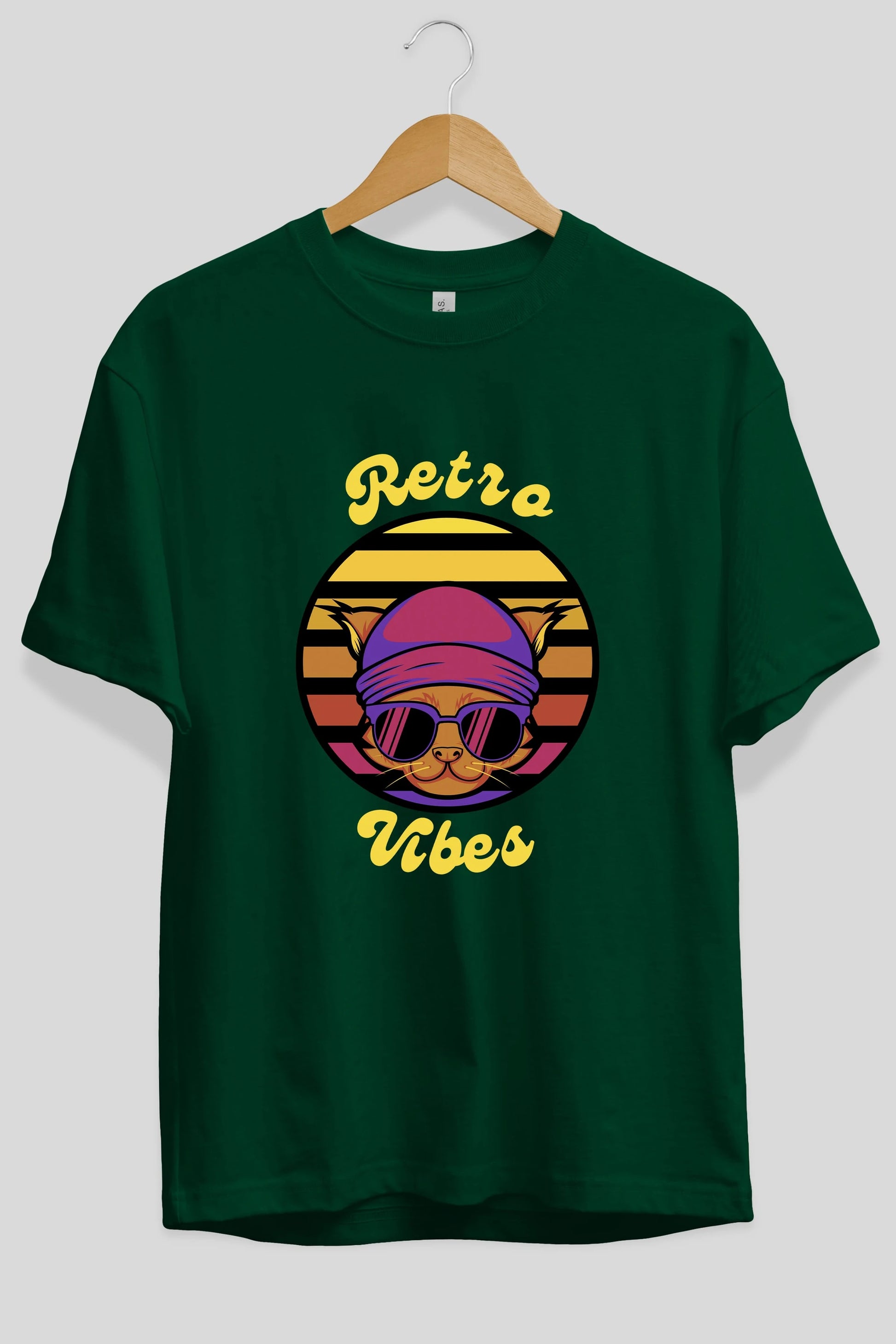 Cat Retro Vibes Ön Baskılı Oversize t-shirt Erkek Kadın Unisex