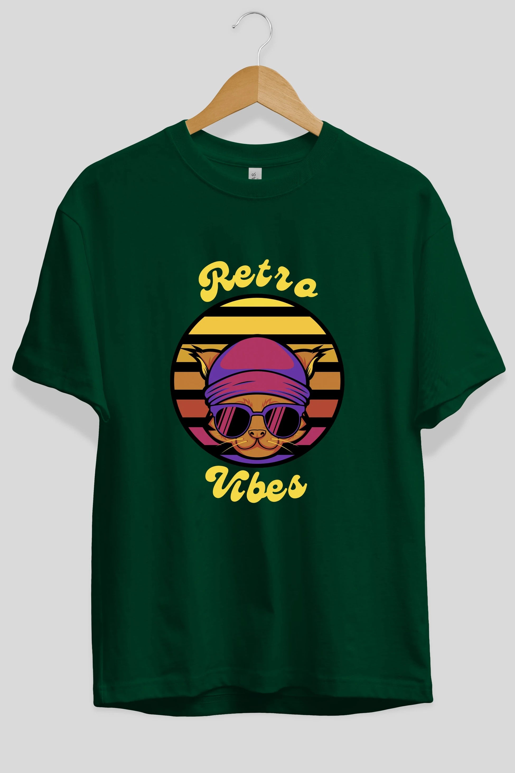 Cat Retro Vibes Ön Baskılı Oversize t-shirt Erkek Kadın Unisex