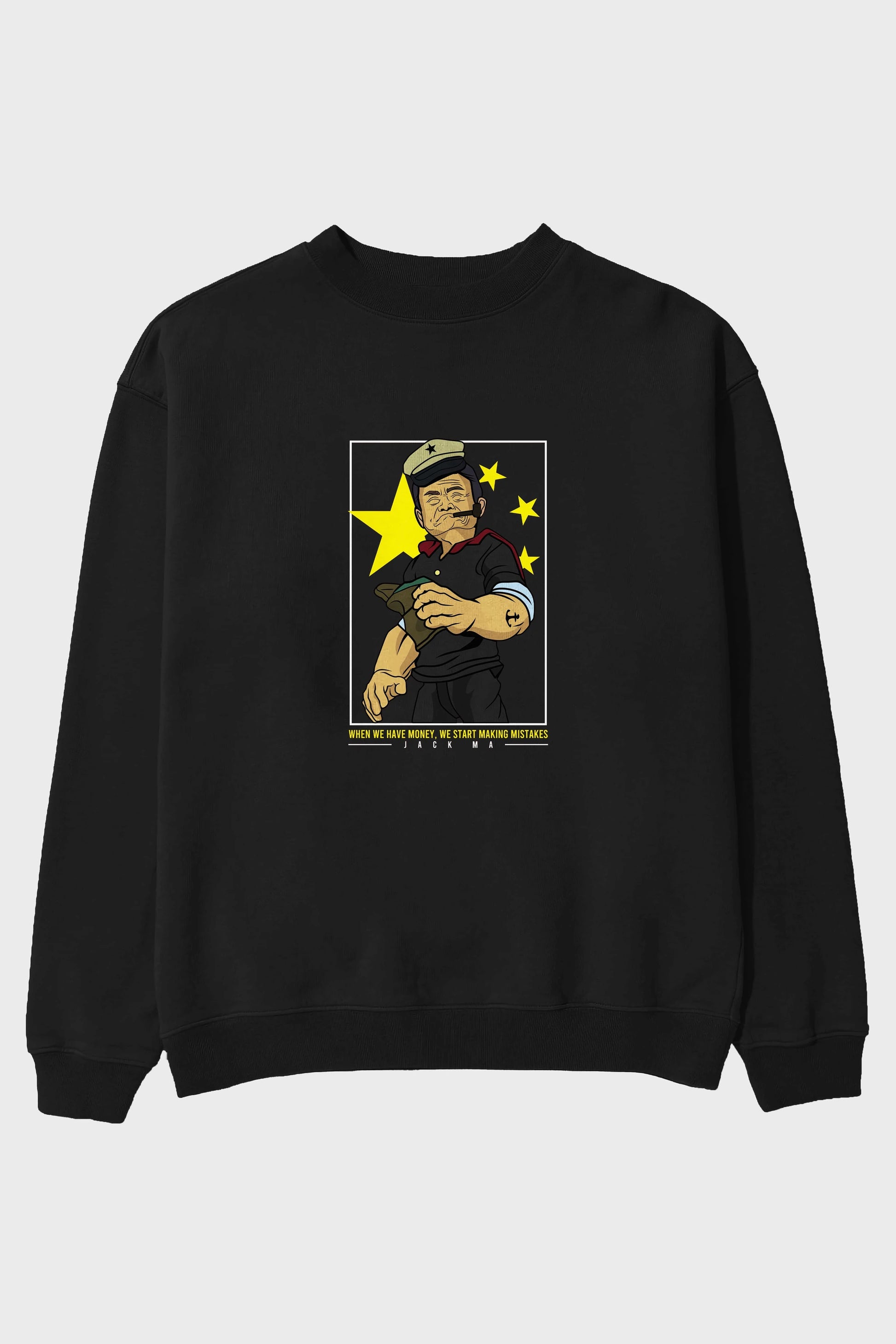 Popeye Jack Ma Ön Baskılı Oversize Sweatshirt Erkek Kadın Unisex