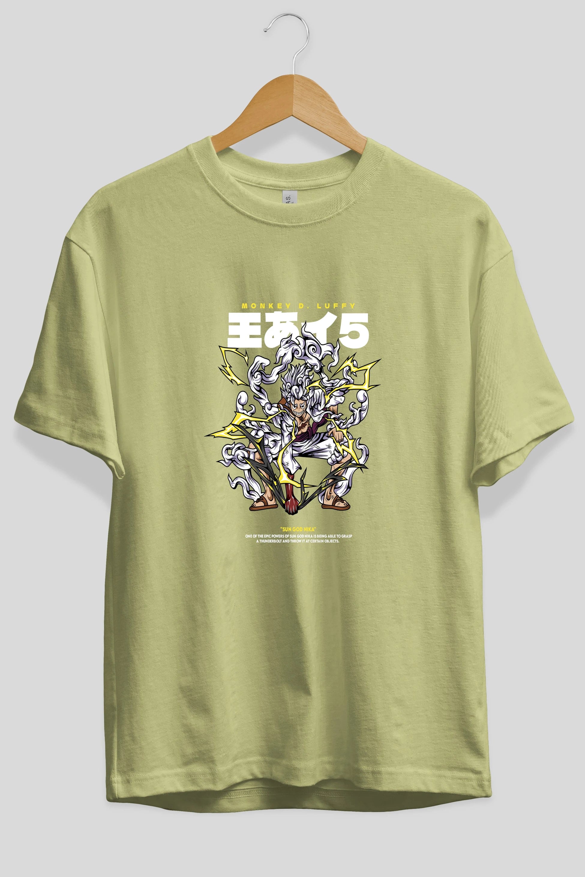 Monkey D. Luffy GEAR5 1 Anime Ön Baskılı Oversize t-shirt %100 pamuk Erkek Kadın Unisex