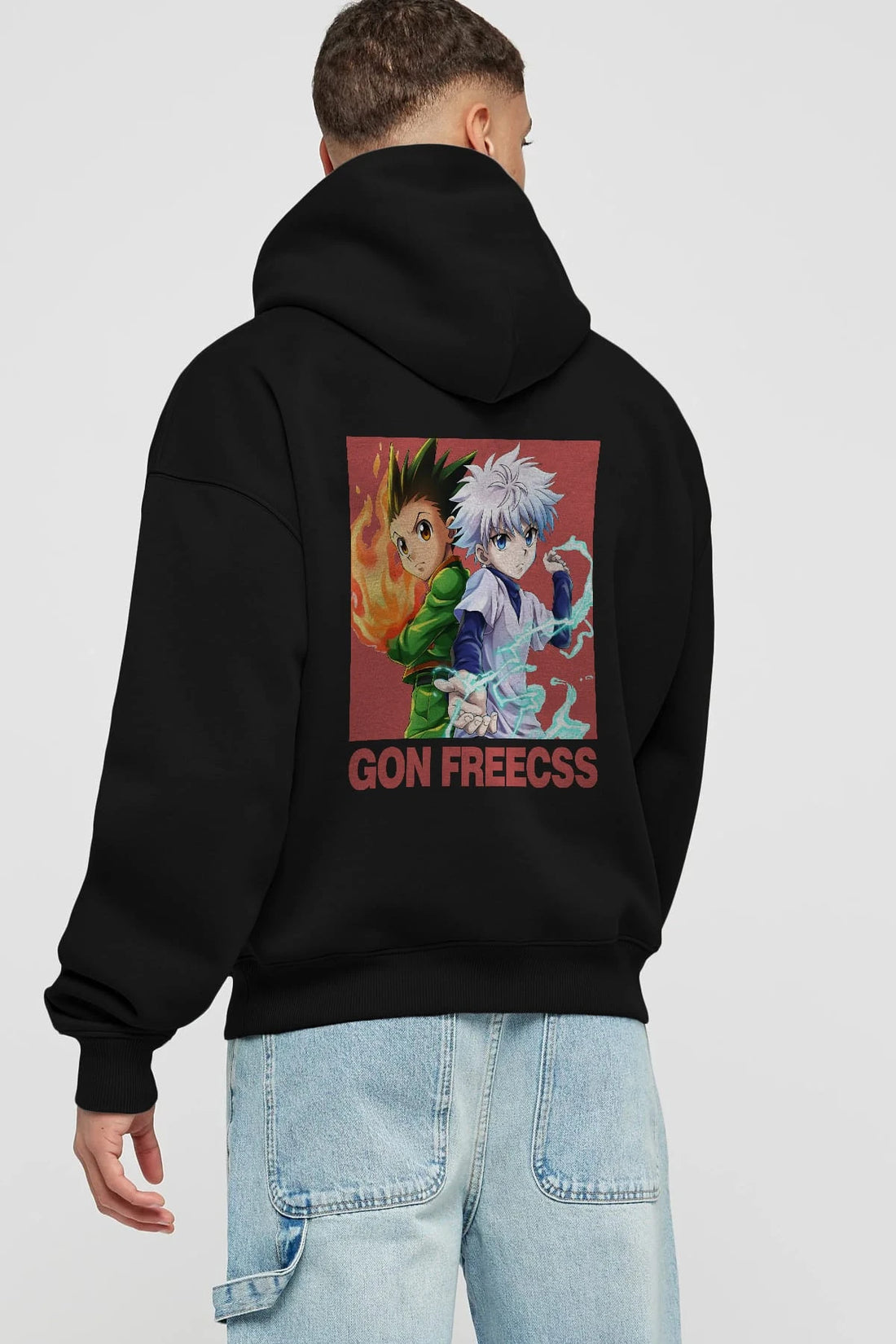 Gon Freecss HUNTER X HUNTER 4 Anime Arka Baskılı Hoodie Oversize Kapüşonlu Sweatshirt Erkek Kadın Unisex