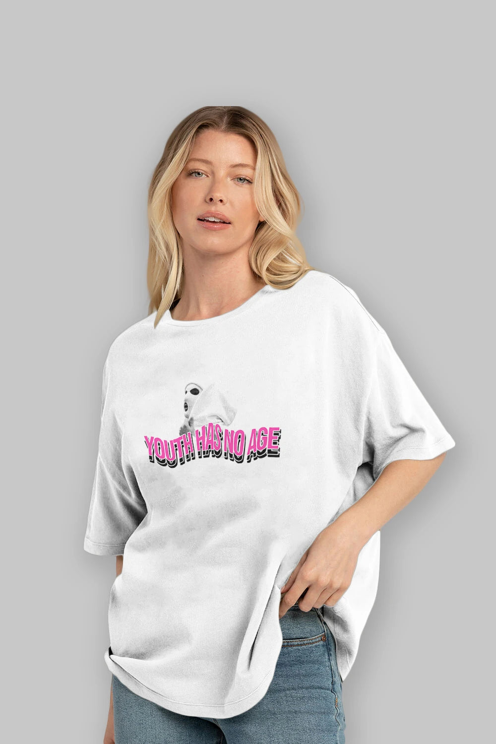 Youth Has No Age Ön Baskılı Oversize t-shirt Erkek Kadın Unisex