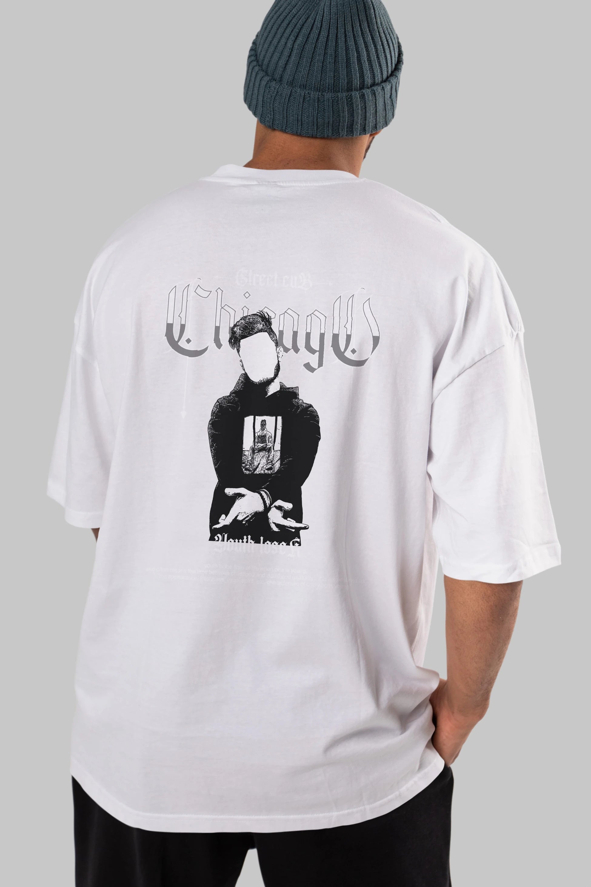 Chicago Street Club Arka Baskılı Oversize t-shirt Erkek Kadın Unisex