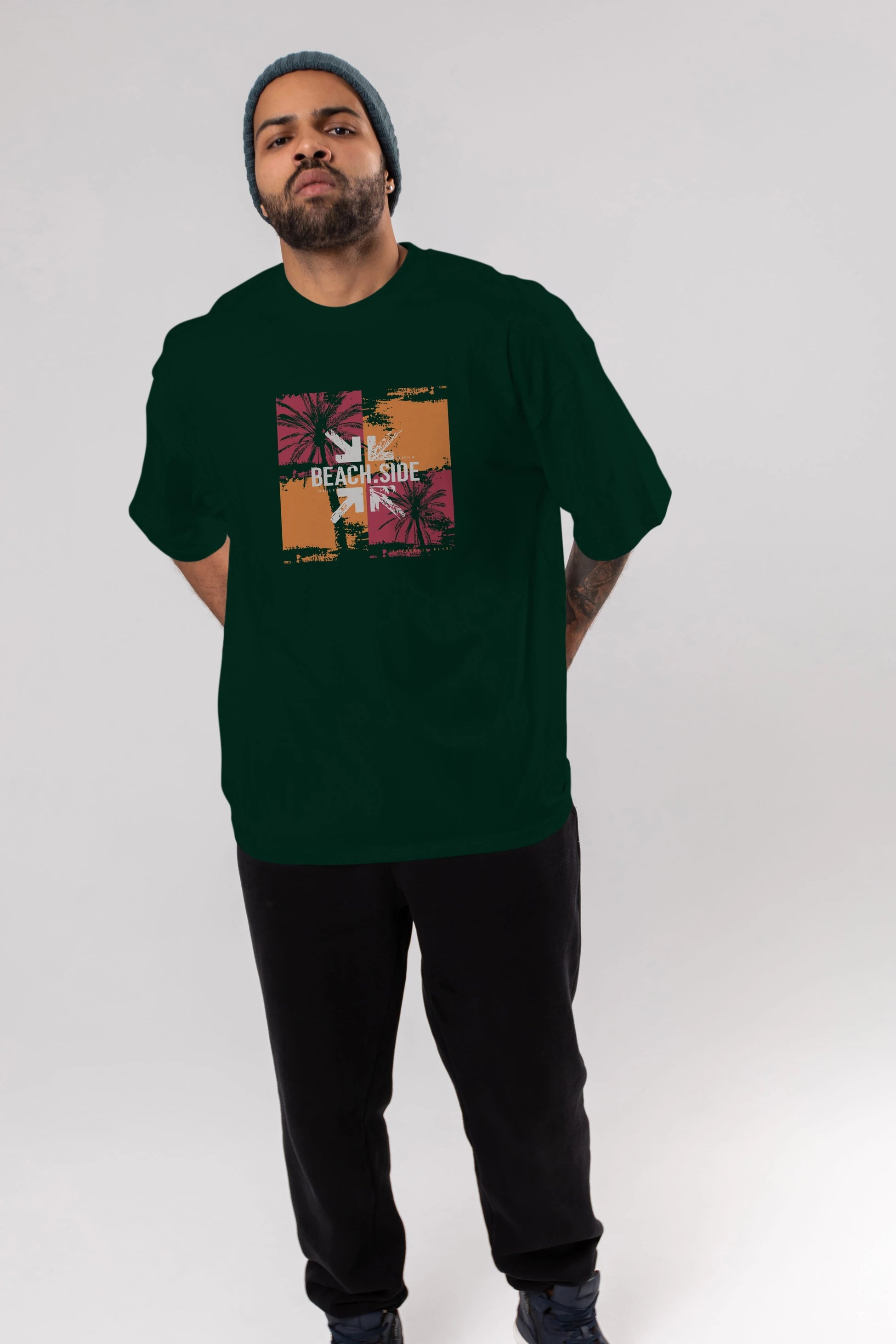 Beach Side Ön Baskılı Oversize t-shirt Erkek Kadın Unisex