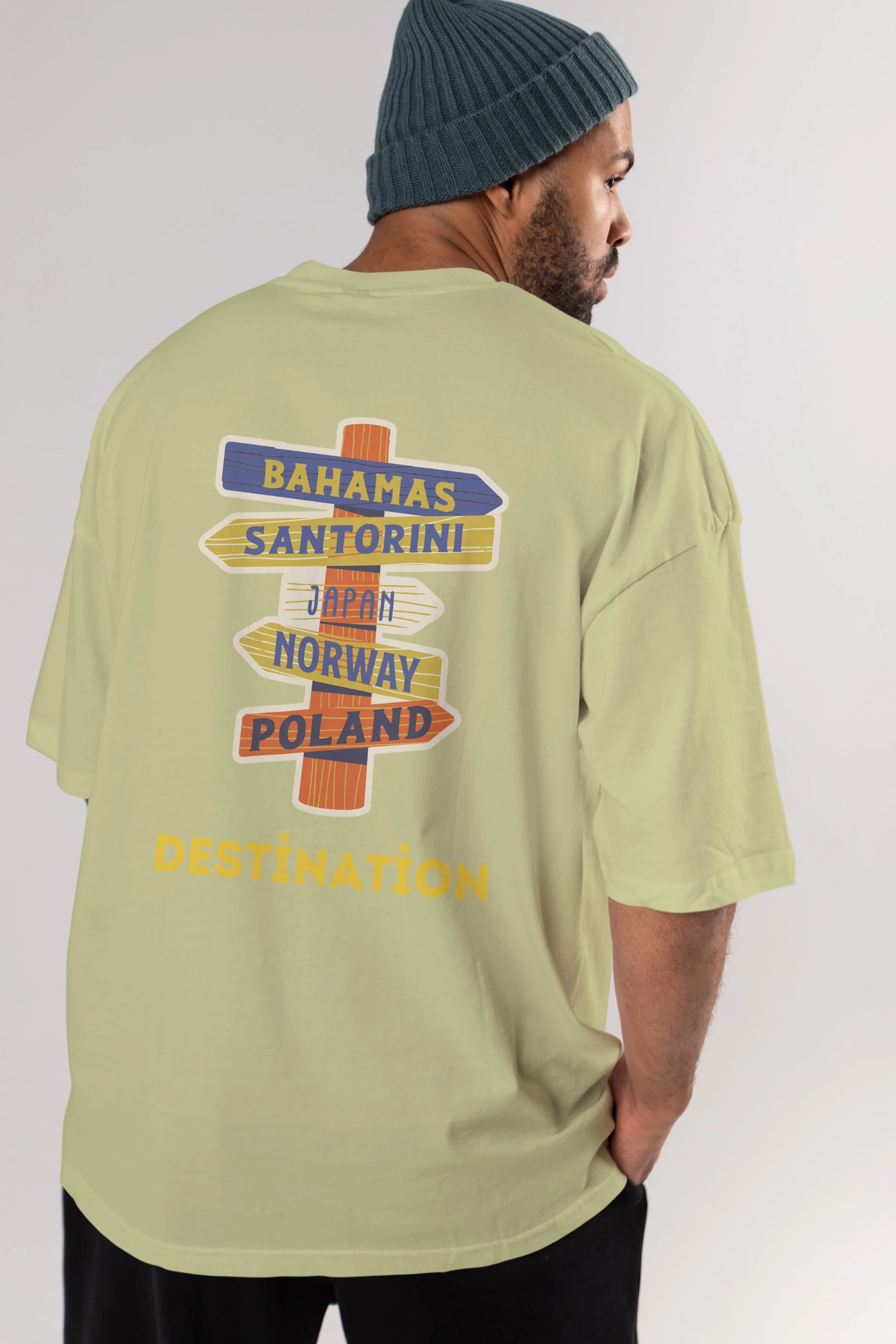 Destination Yazılı Arka Baskılı Oversize t-shirt Erkek Kadın Unisex