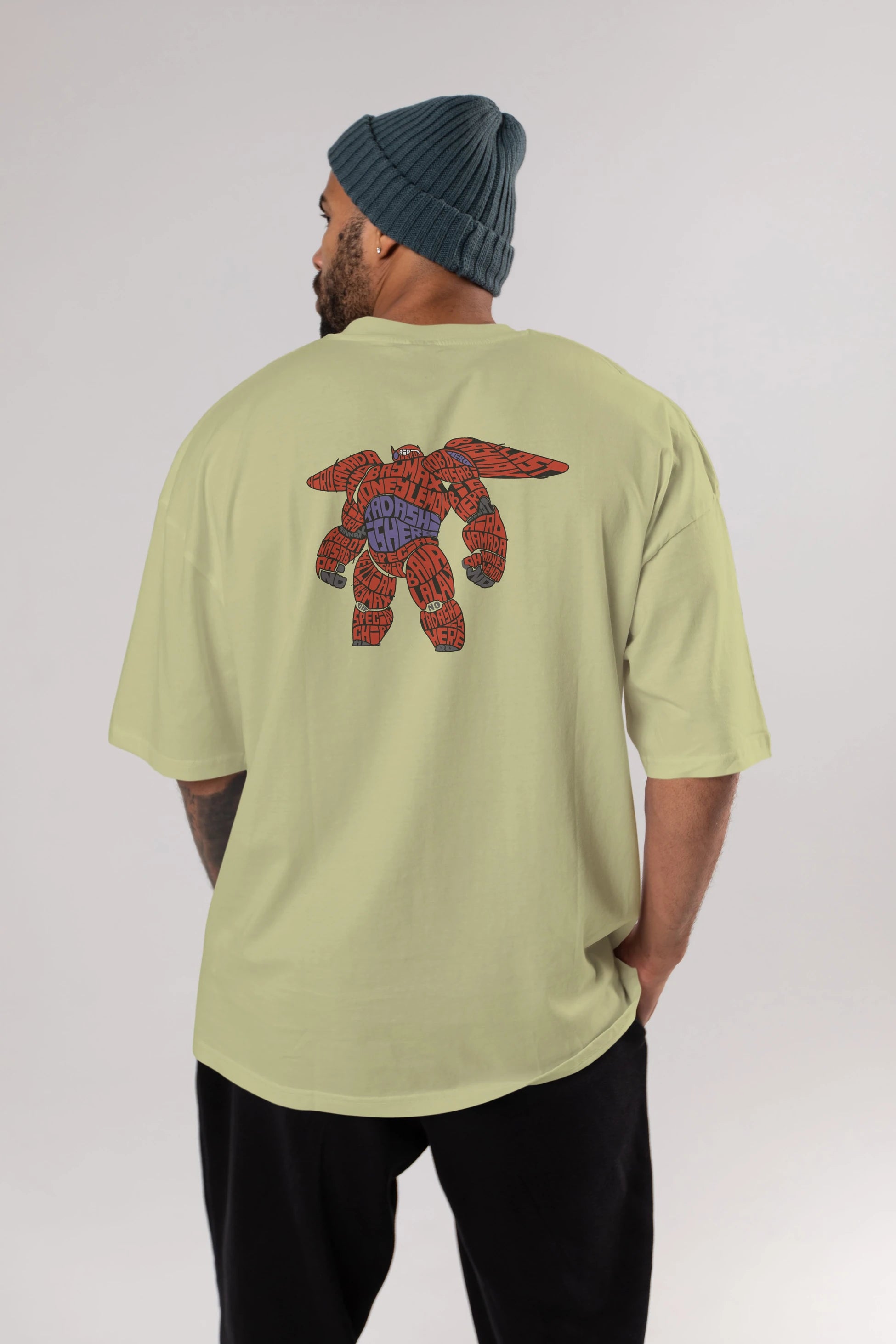 Baymax Arka Baskılı Oversize t-shirt %100 pamuk Erkek Kadın Unisex