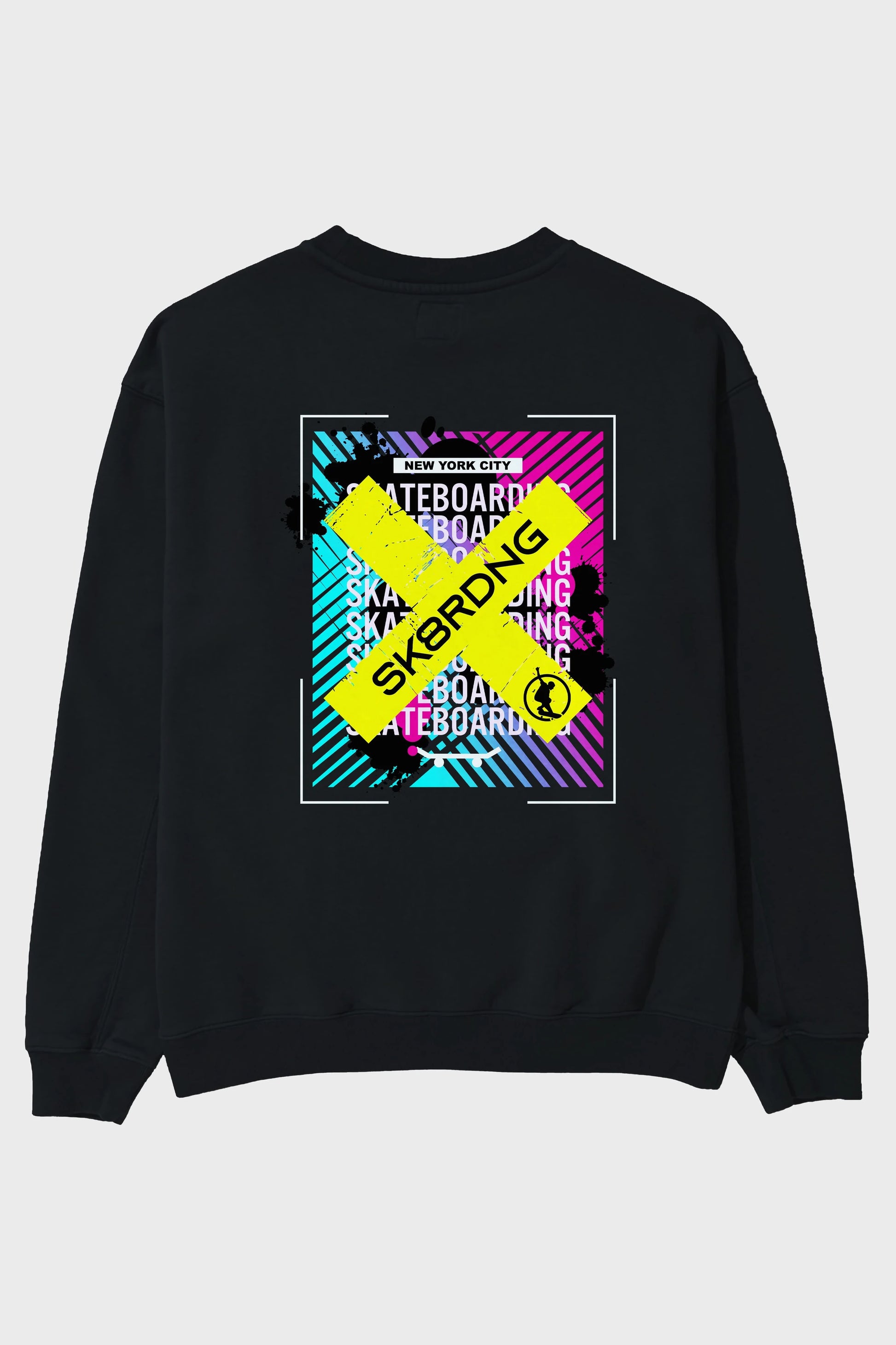 Skatebording Arka Baskılı Oversize Sweatshirt Erkek Kadın Unisex