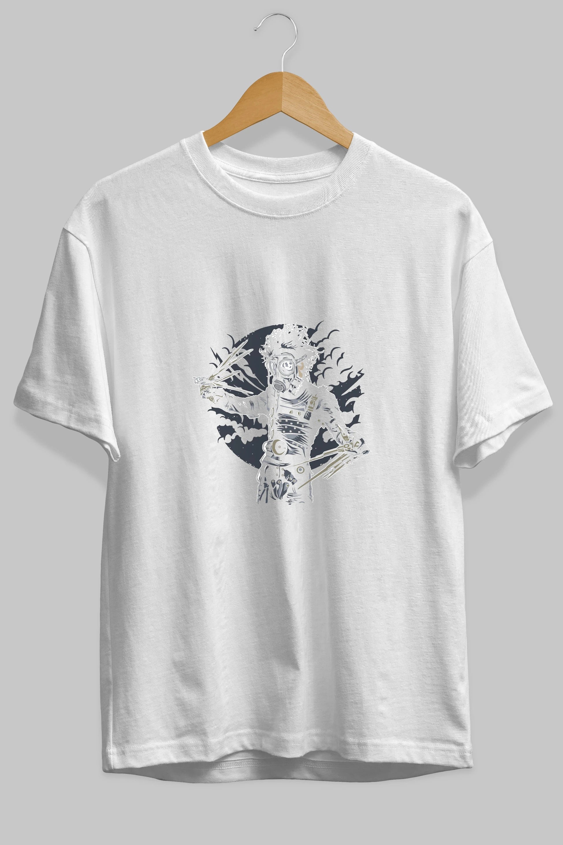 Gas Mask Scissors Ön Baskılı Oversize t-shirt Erkek Kadın Unisex %100 Pamuk tişort