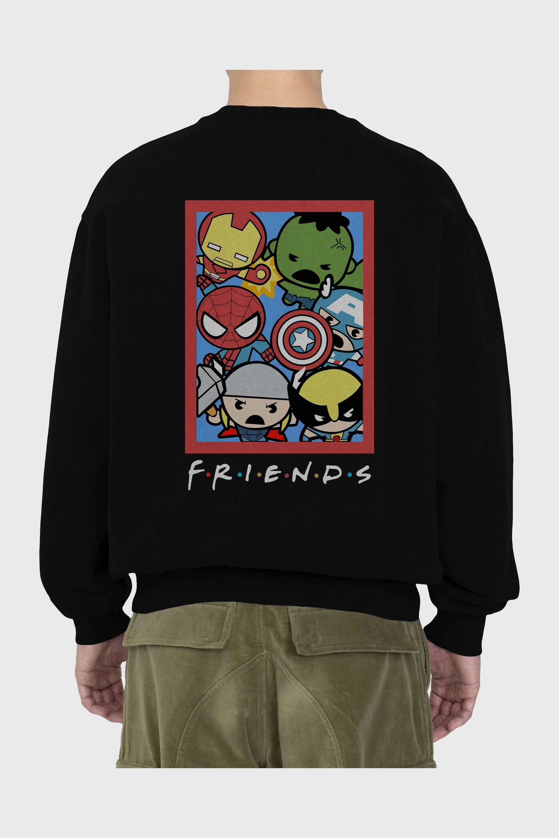 Friends Avenger Arka Baskılı Oversize Sweatshirt Erkek Kadın Unisex