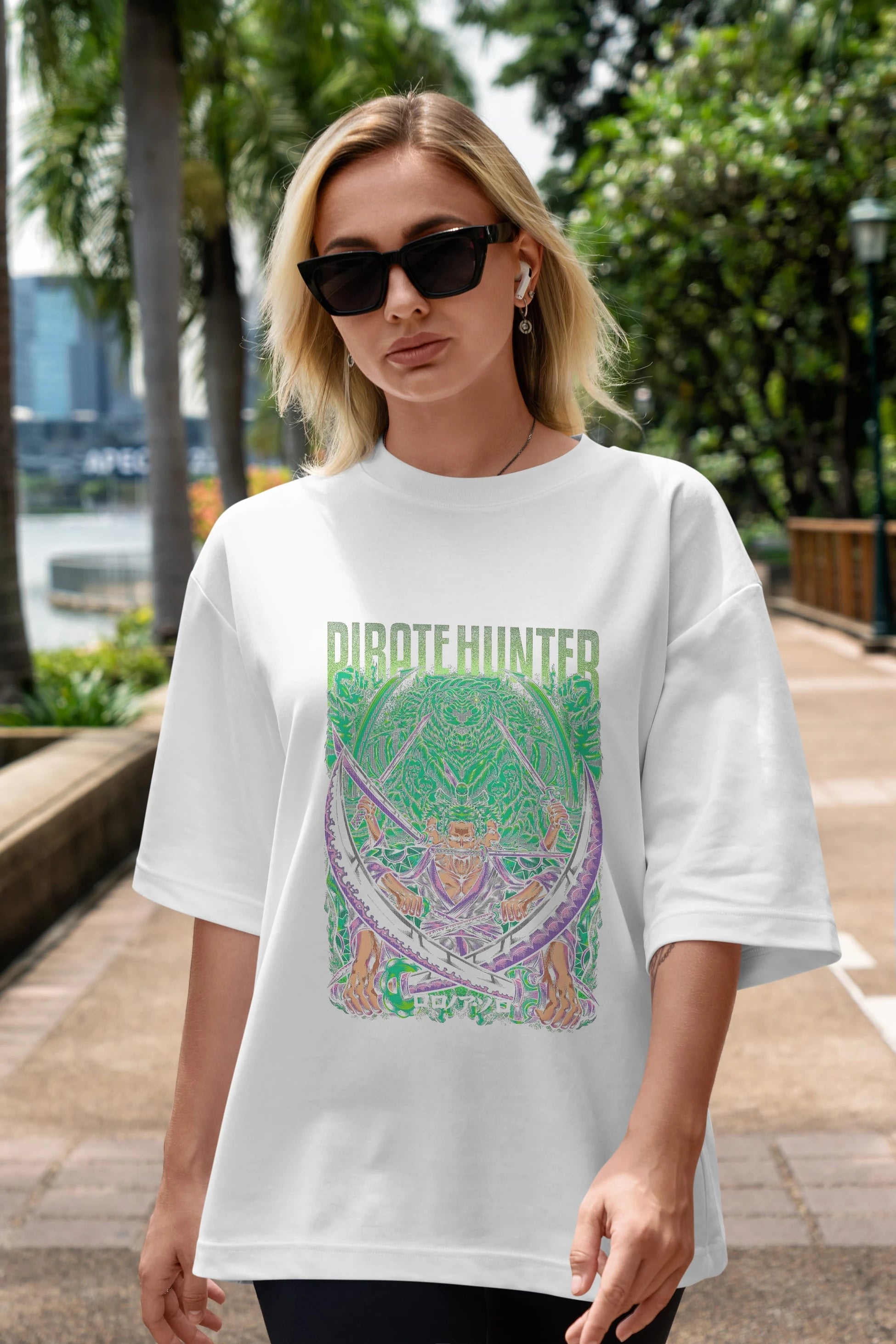RORONOA ZORO 3 Anime Ön Baskılı Oversize t-shirt %100 pamuk Erkek Kadın Unisex