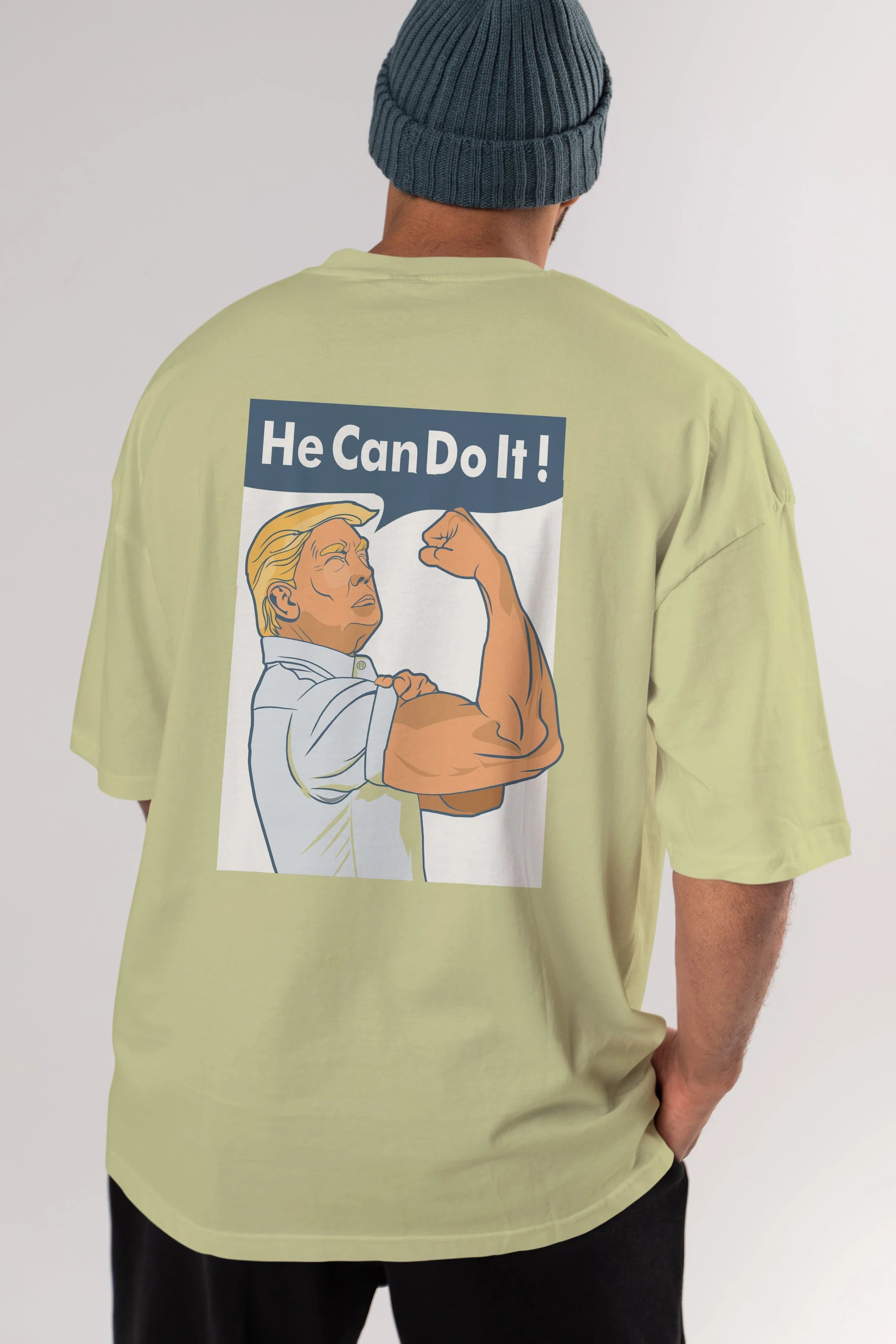 He Can Do It Trump Arka Baskılı Oversize t-shirt Erkek Kadın Unisex %100 Pamuk tişort