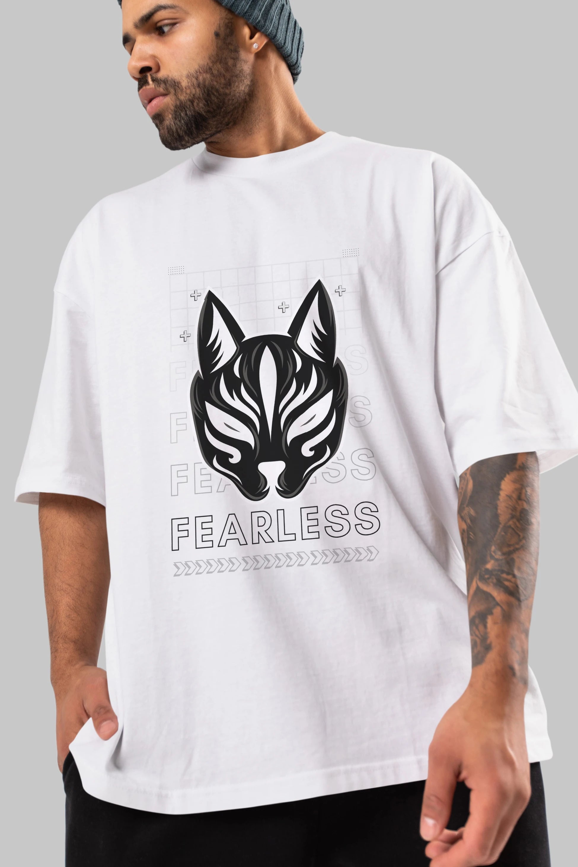 Fearless Yazılı Ön Baskılı Oversize t-shirt Erkek Kadın Unisex