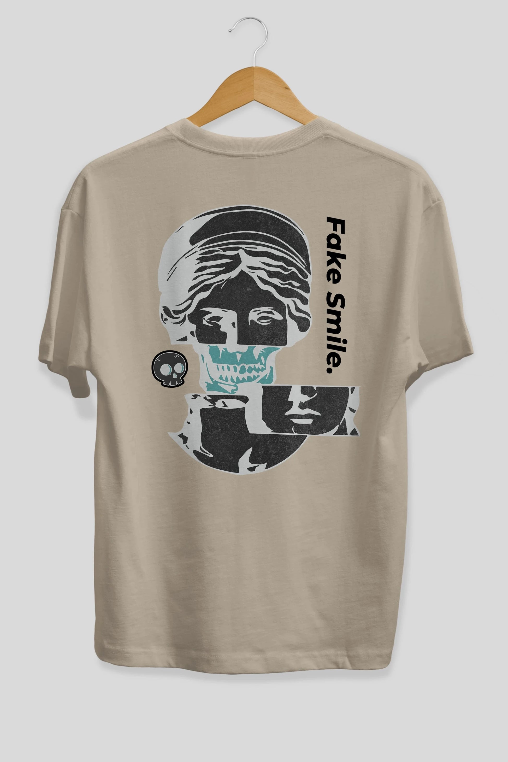 Fake Smile Yazılı Arka Baskılı Oversize t-shirt Erkek Kadın Unisex