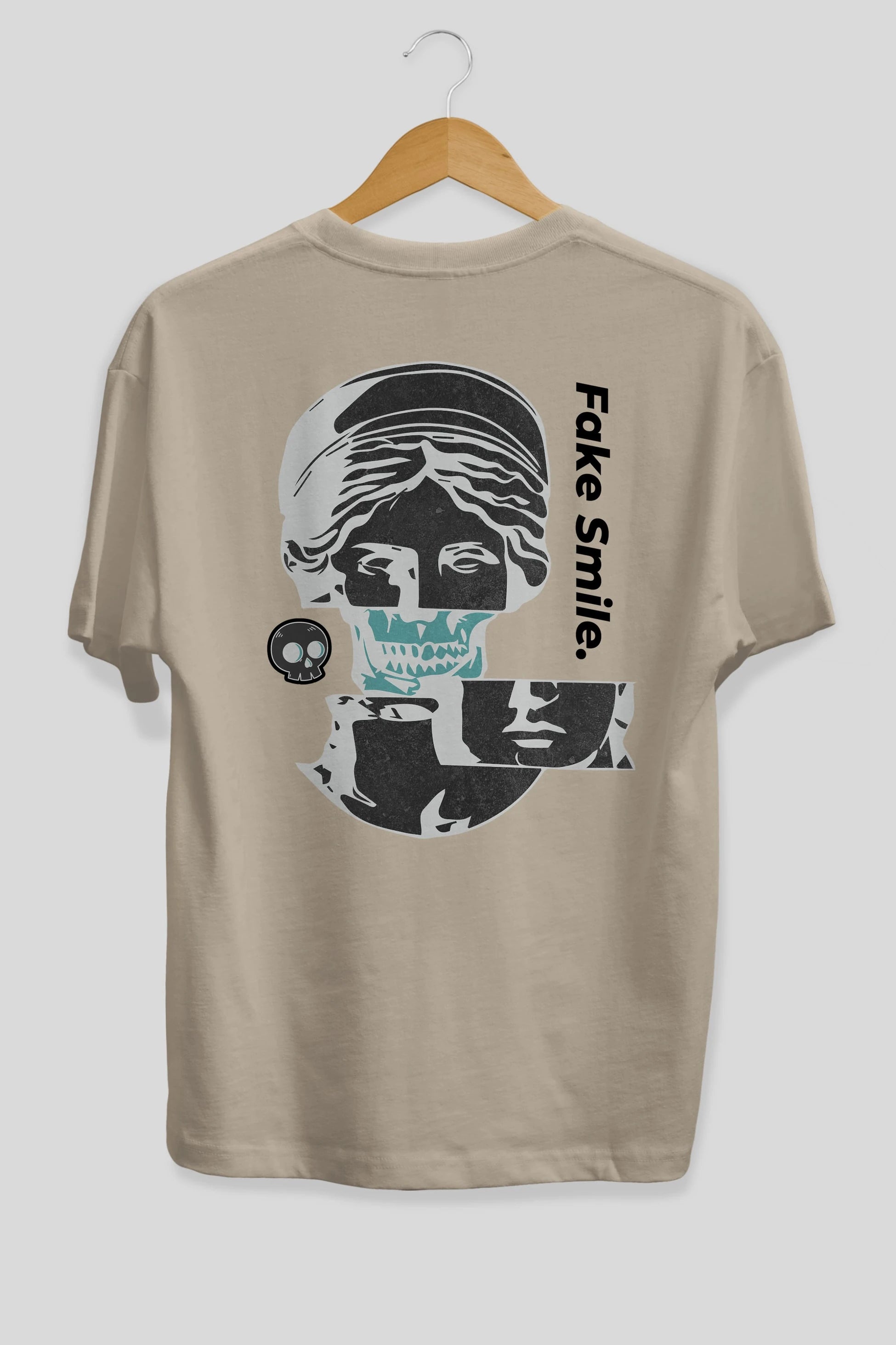 Fake Smile Yazılı Arka Baskılı Oversize t-shirt Erkek Kadın Unisex