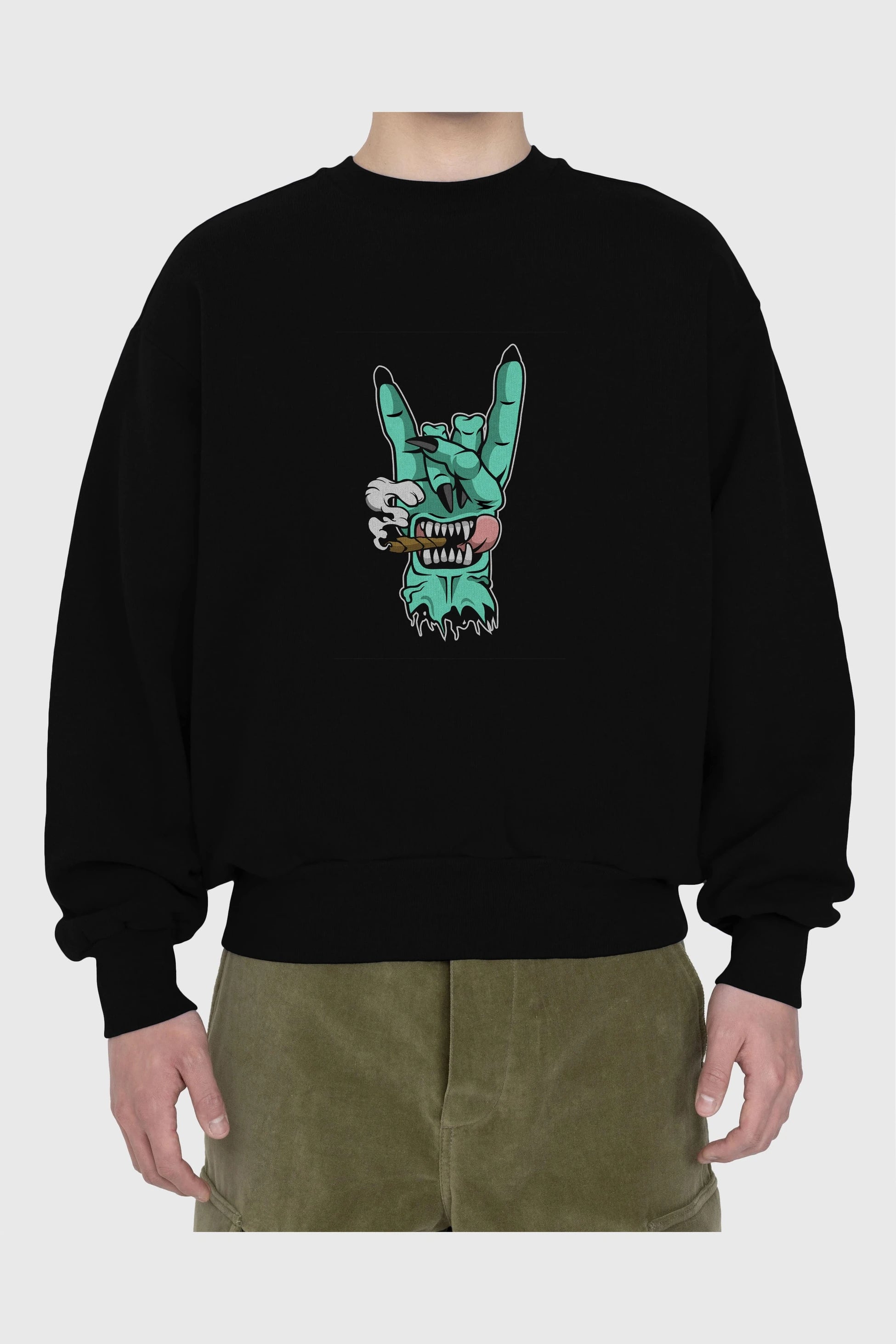 Metal Sign Ön Baskılı Oversize Sweatshirt Erkek Kadın Unisex