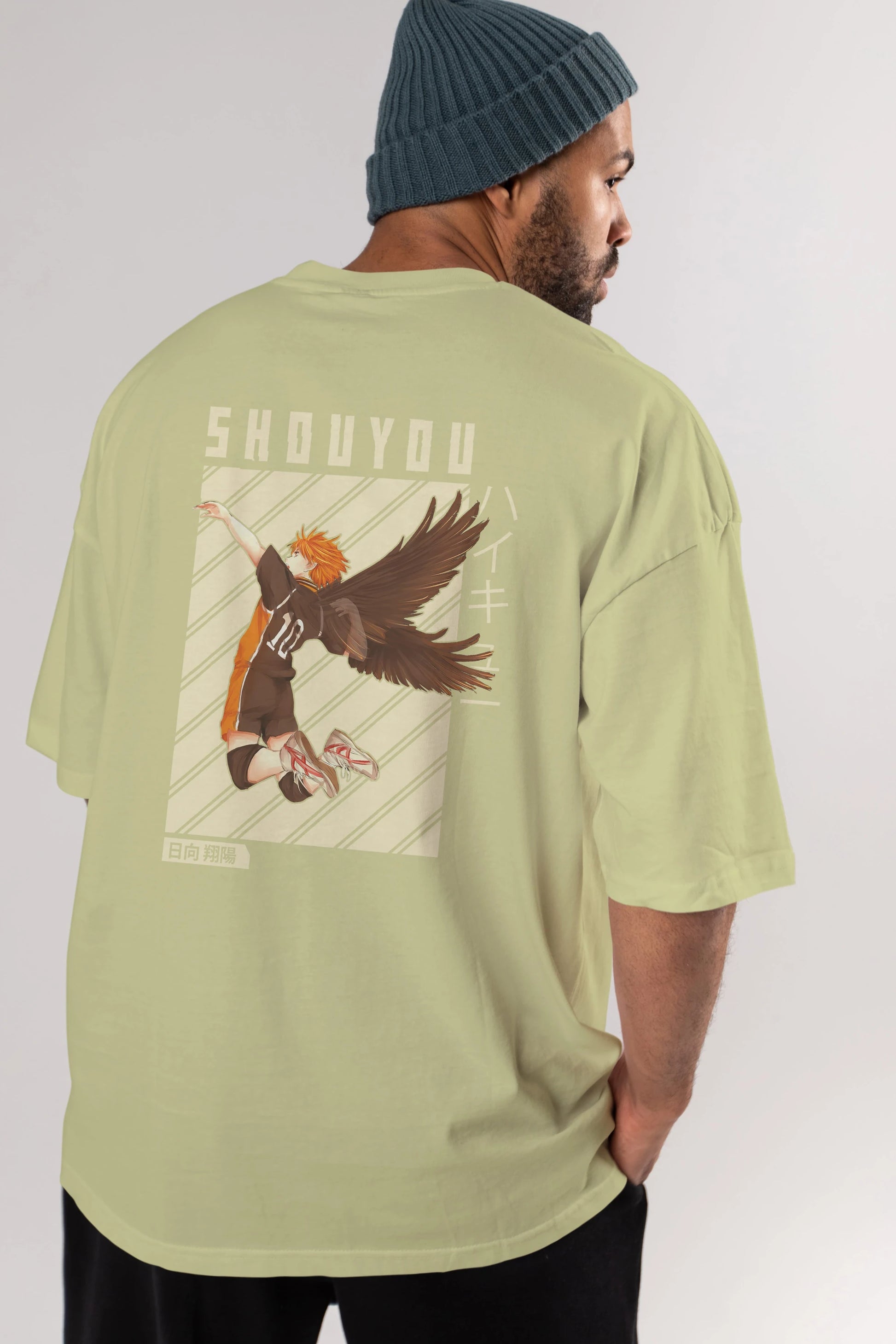 Shouyou Hinata 3 Anime Arka Baskılı Oversize t-shirt Erkek Kadın Unisex