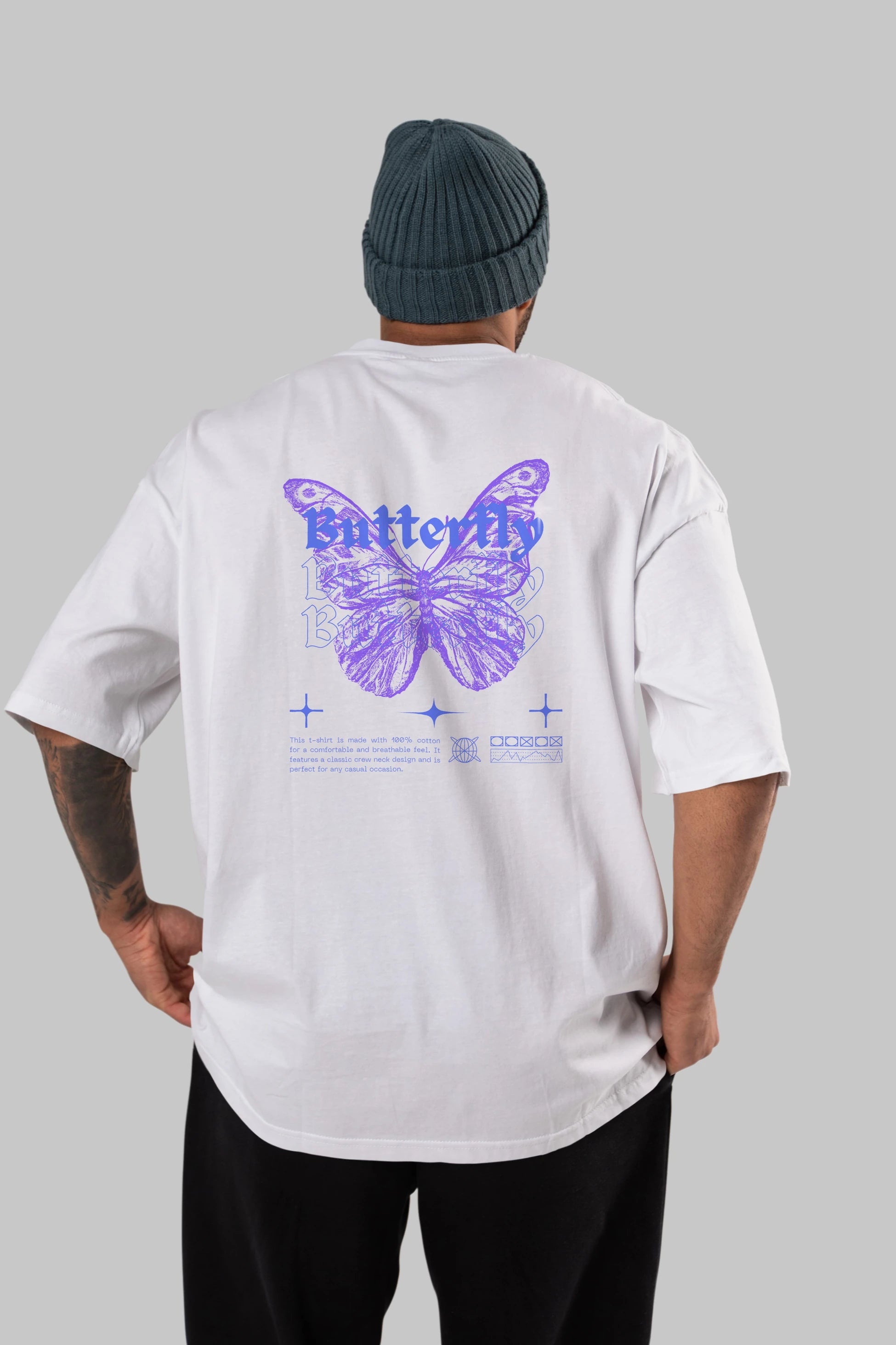 Butterfly Streetwear Arka Baskılı Oversize t-shirt Erkek Kadın Unisex
