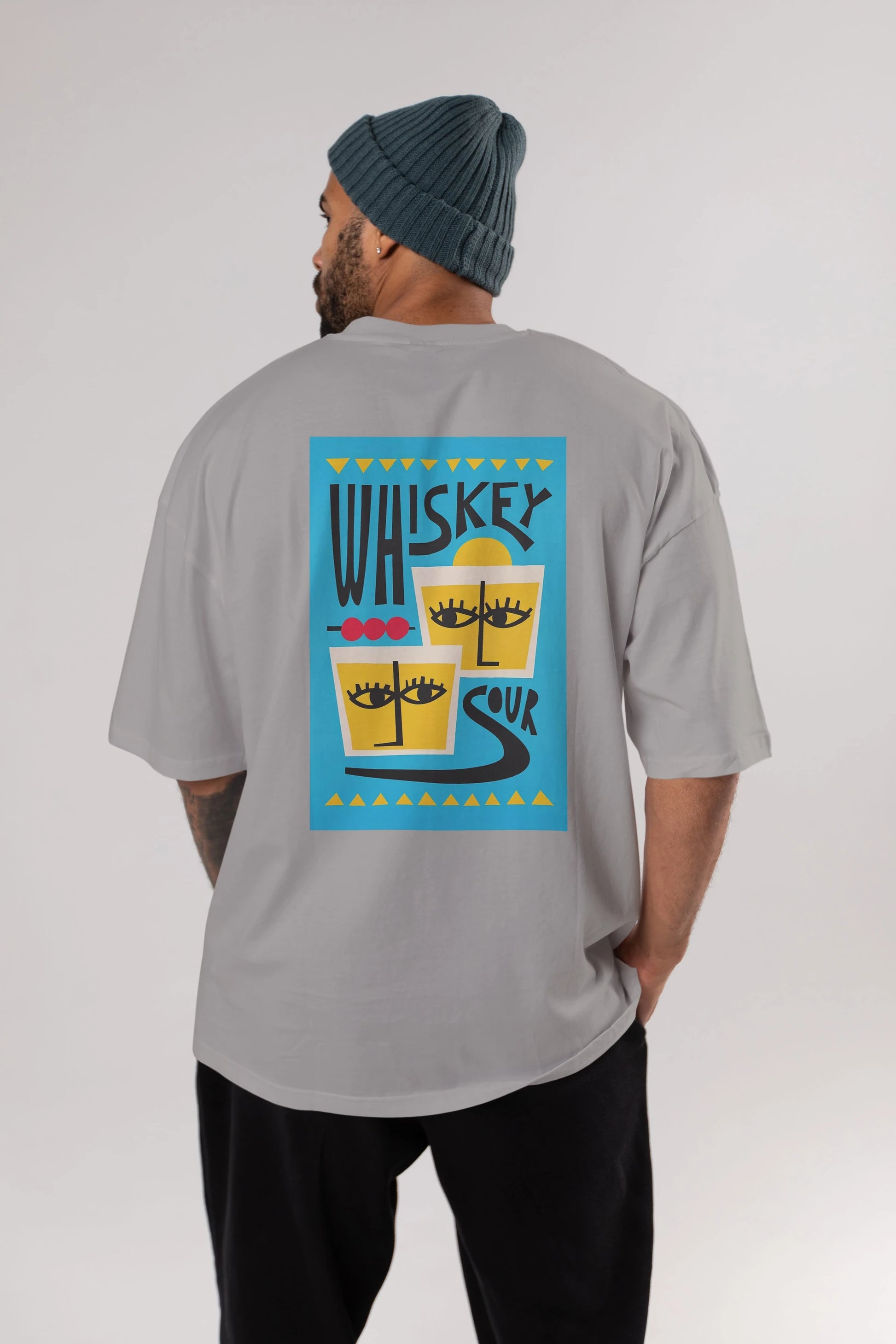 Whiskey Sour 2 Arka Baskılı Oversize t-shirt Erkek Kadın Unisex %100 Pamuk Bisiklet Yaka tişort