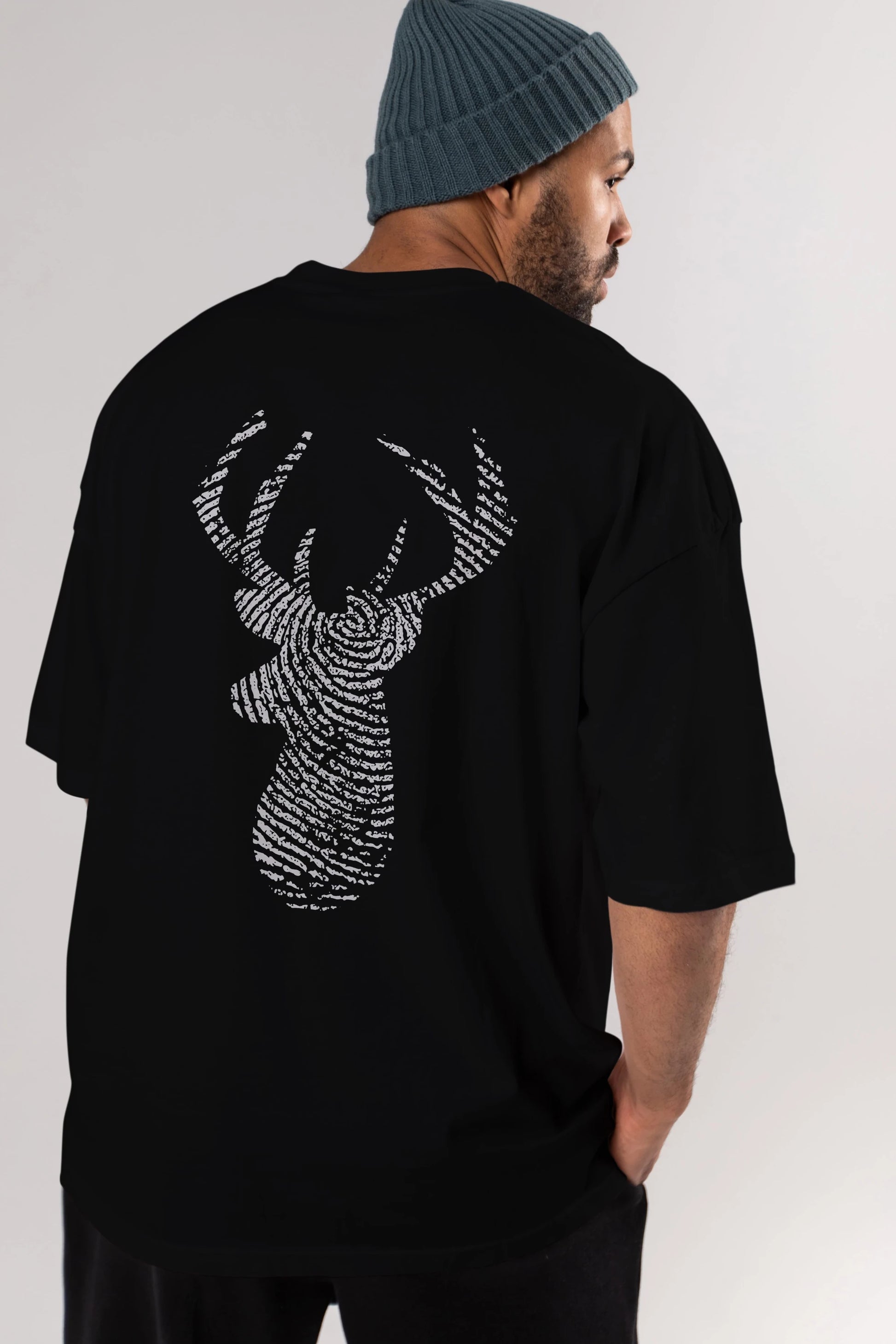 Deer 3 Arka Baskılı Oversize t-shirt %100 pamuk Erkek Kadın Unisex
