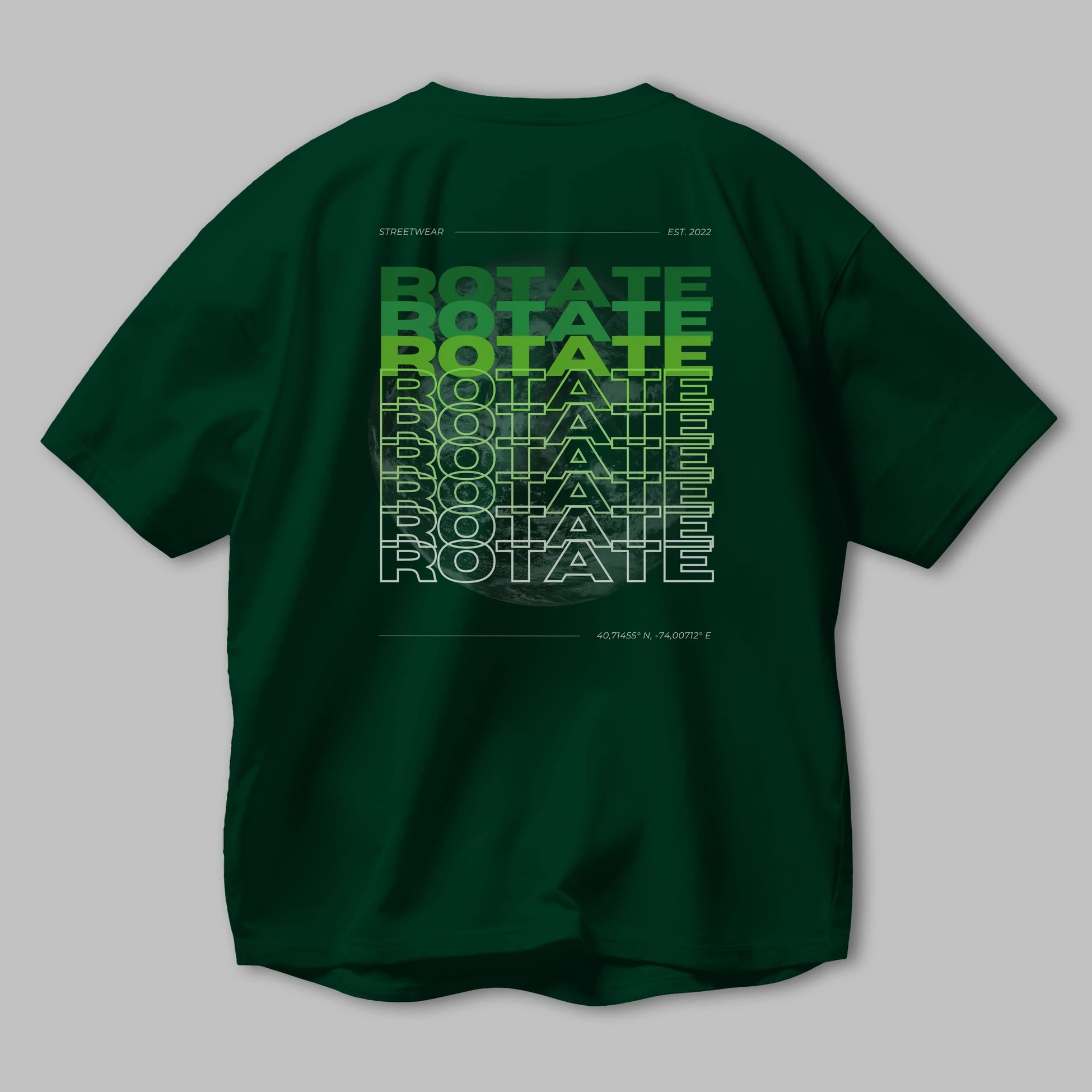 Rotate Yazılı Arka Baskılı Oversize t-shirt Erkek Kadın Unisex