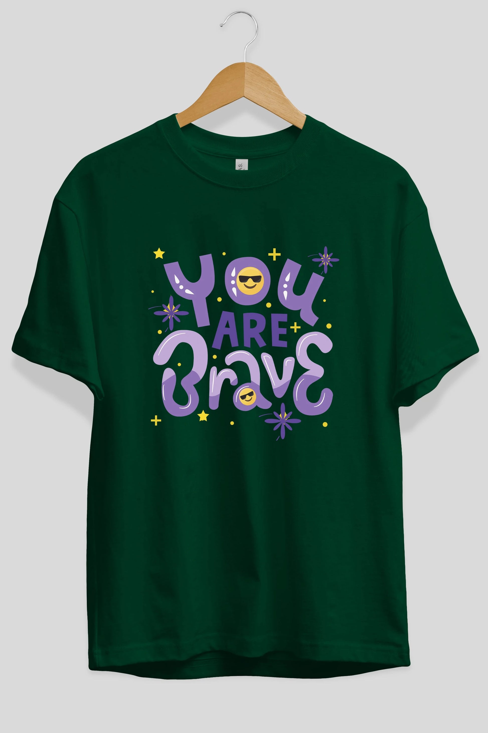 You Are Brave Yazılı Ön Baskılı Oversize t-shirt Erkek Kadın Unisex