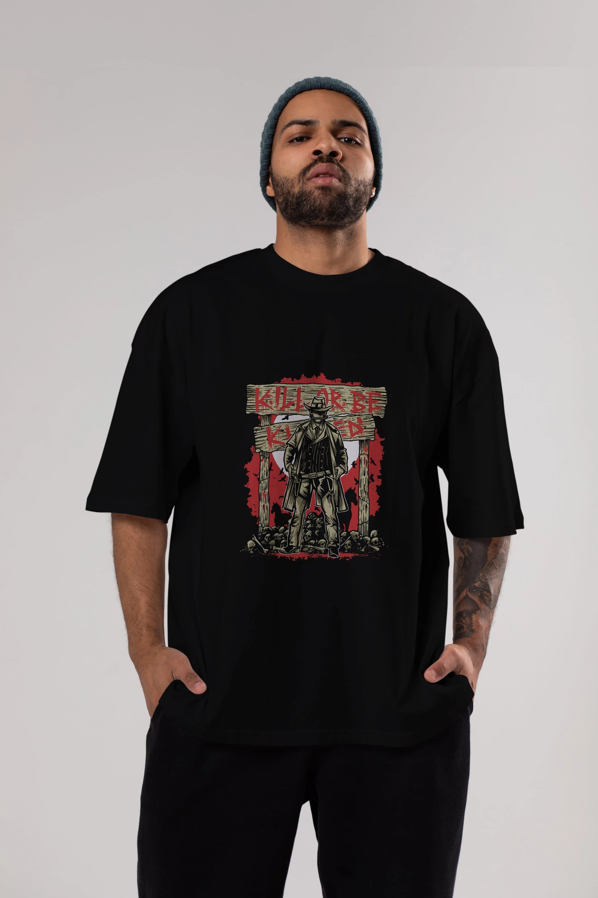 Kill Or Be Killed Ön Baskılı Oversize t-shirt Erkek Kadın Unisex %100 Pamuk tişort