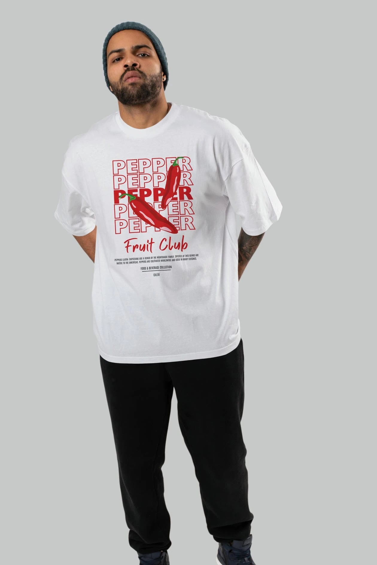 Pepper Ön Baskılı Oversize t-shirt Erkek Kadın Pamuk Bisiklet Yaka tişort