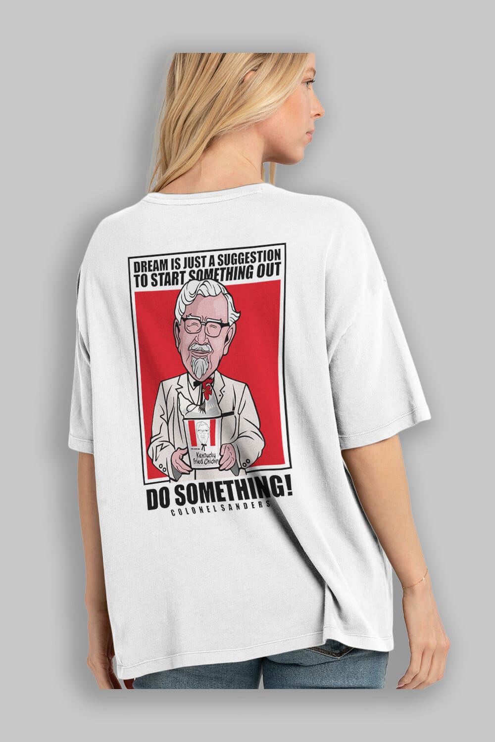 Colonel Sanders Arka Baskılı Oversize t-shirt Erkek Kadın Unisex %100 Pamuk tişort