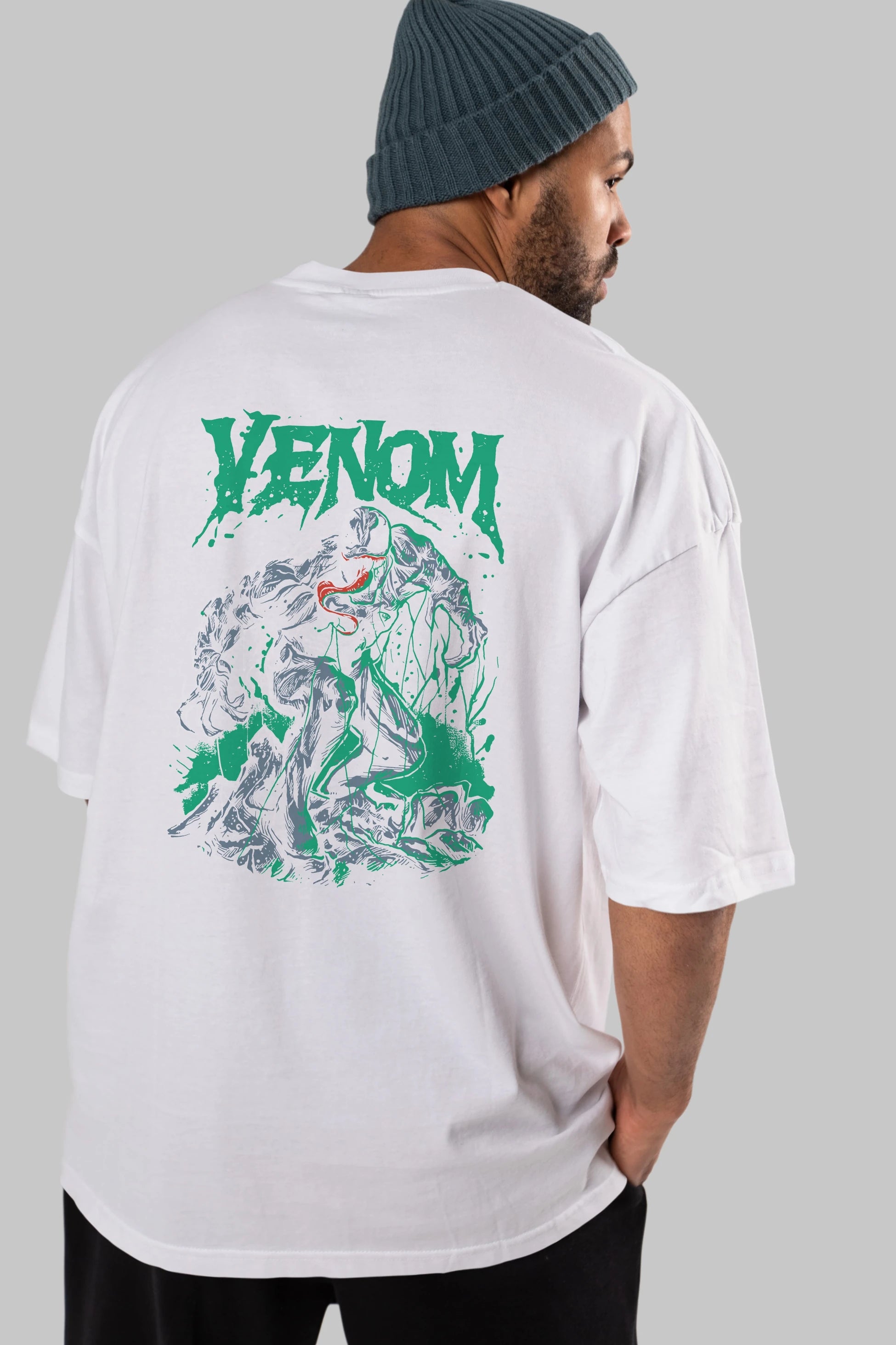 Venom (3) Arka Baskılı Oversize t-shirt Erkek Kadın Unisex %100 Pamuk Bisiklet Yaka tişort