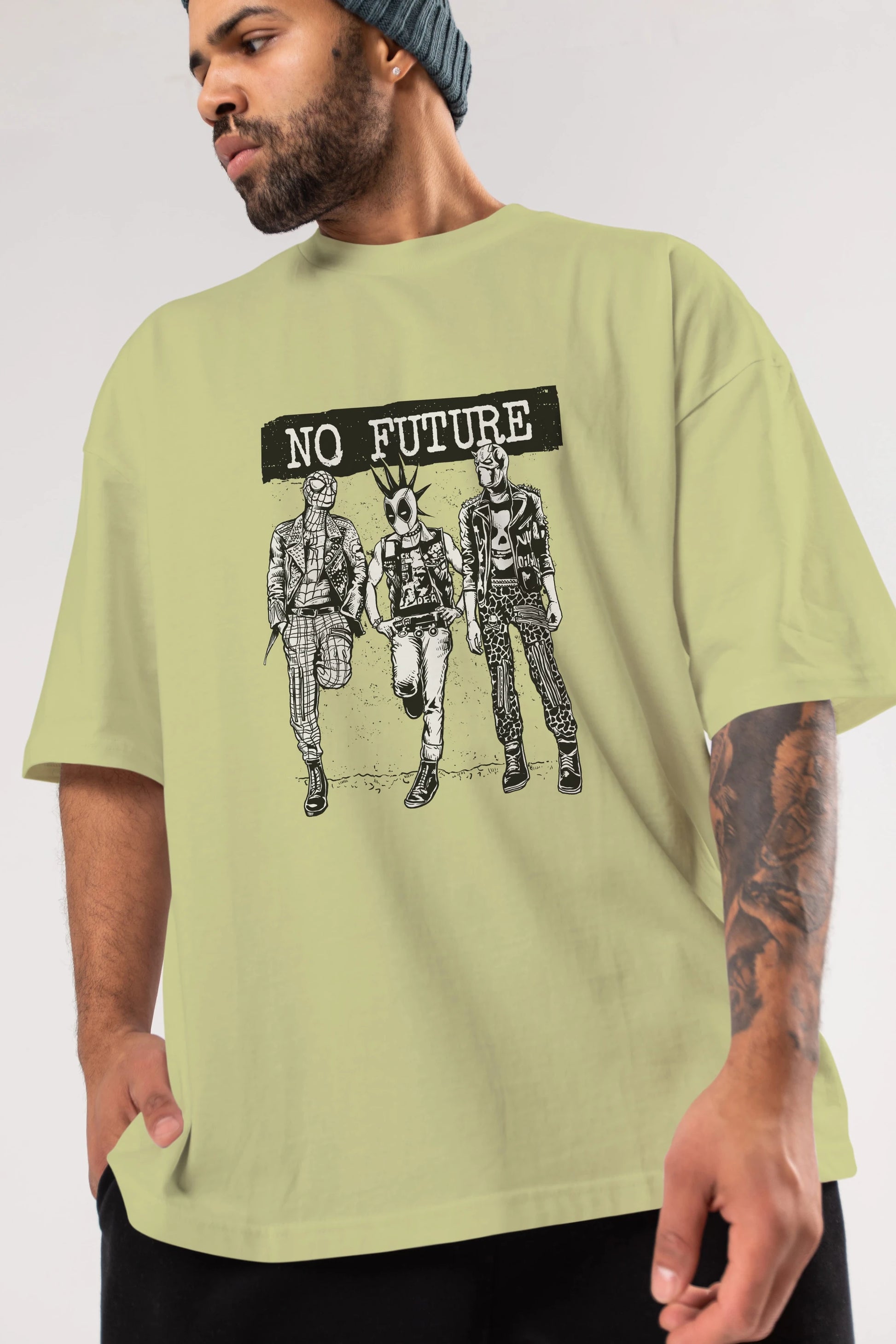 No Future Ön Baskılı Oversize t-shirt Erkek Kadın Unisex %100 Pamuk tişort