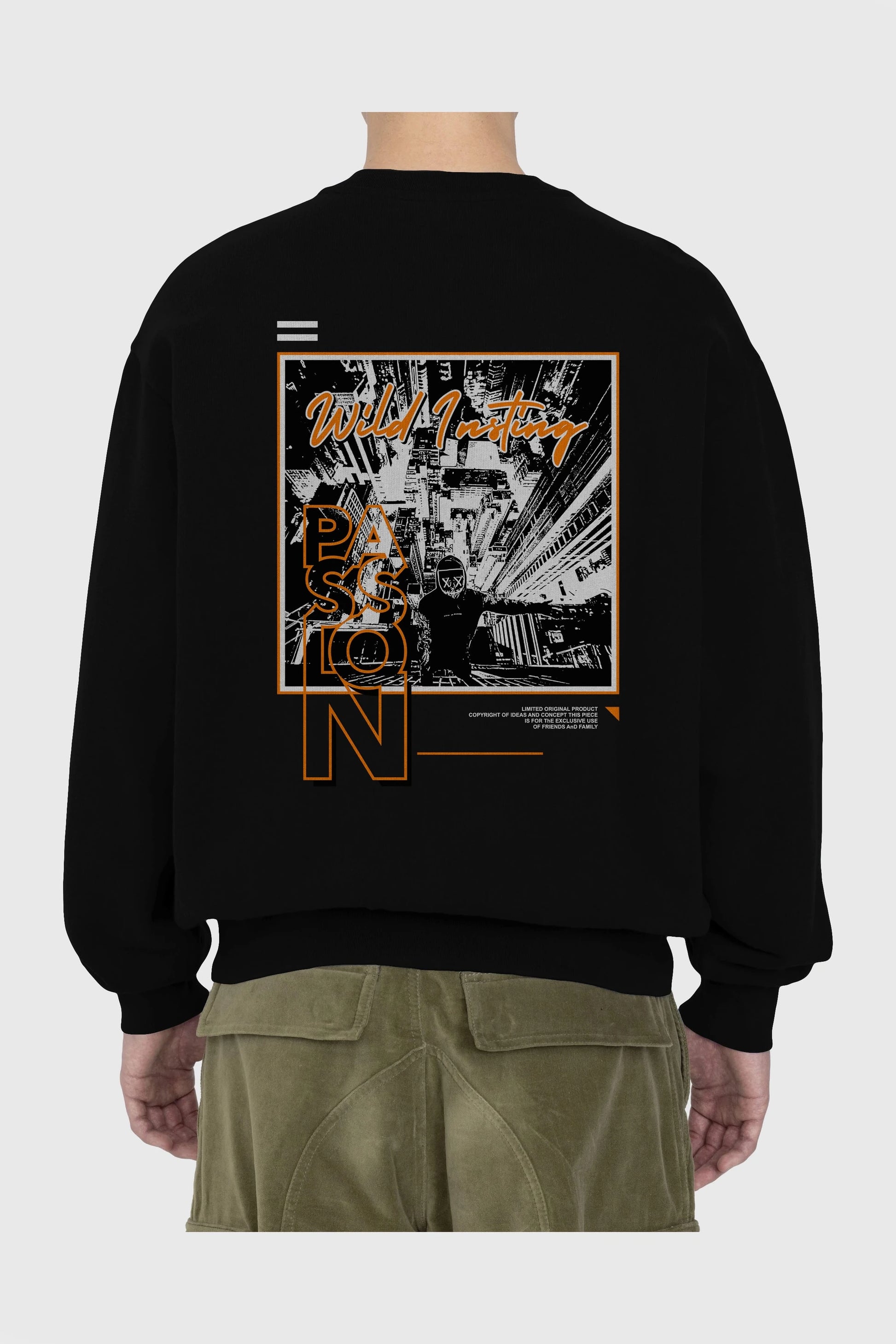 Wild Passion Arka Baskılı Oversize Sweatshirt Erkek Kadın Unisex