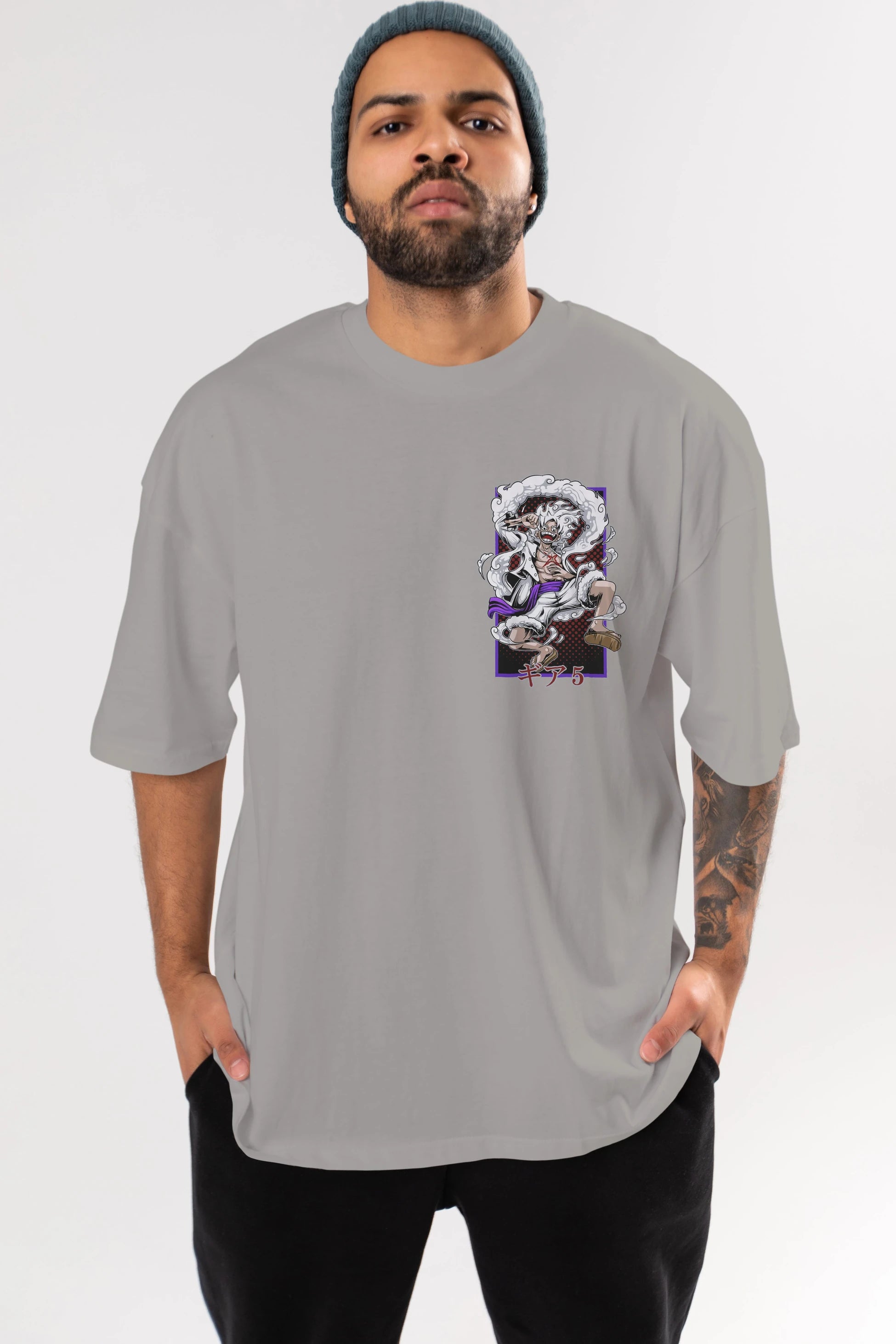 LUFFY GEAR 5 RECUADRO Ön Sol Baskılı Oversize t-shirt Erkek Kadın Unisex %100 Pamuk Bisiklet Yaka tişort