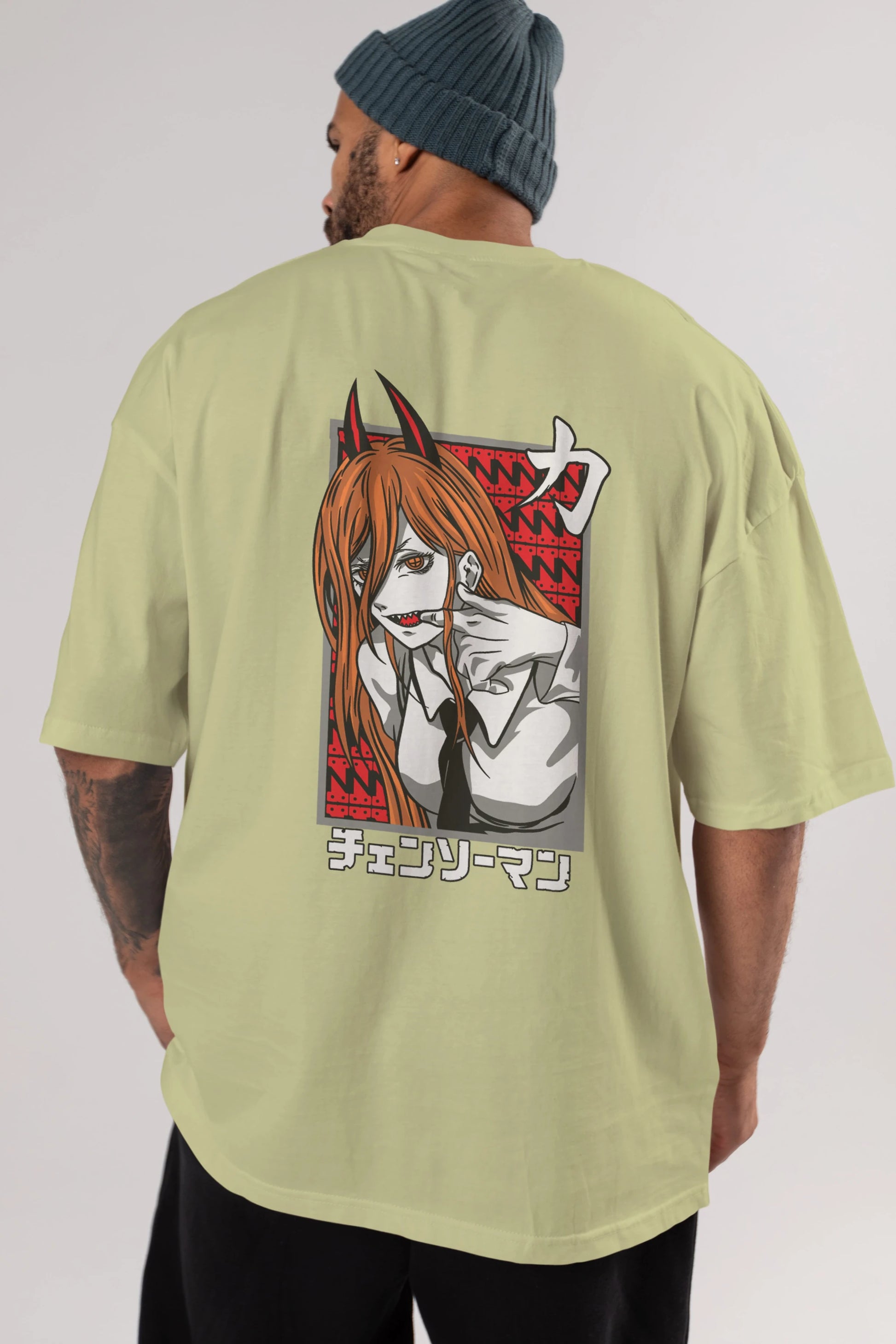 CHAINSAWMAN POWER Anime Arka Baskılı Oversize t-shirt Erkek Kadın Unisex