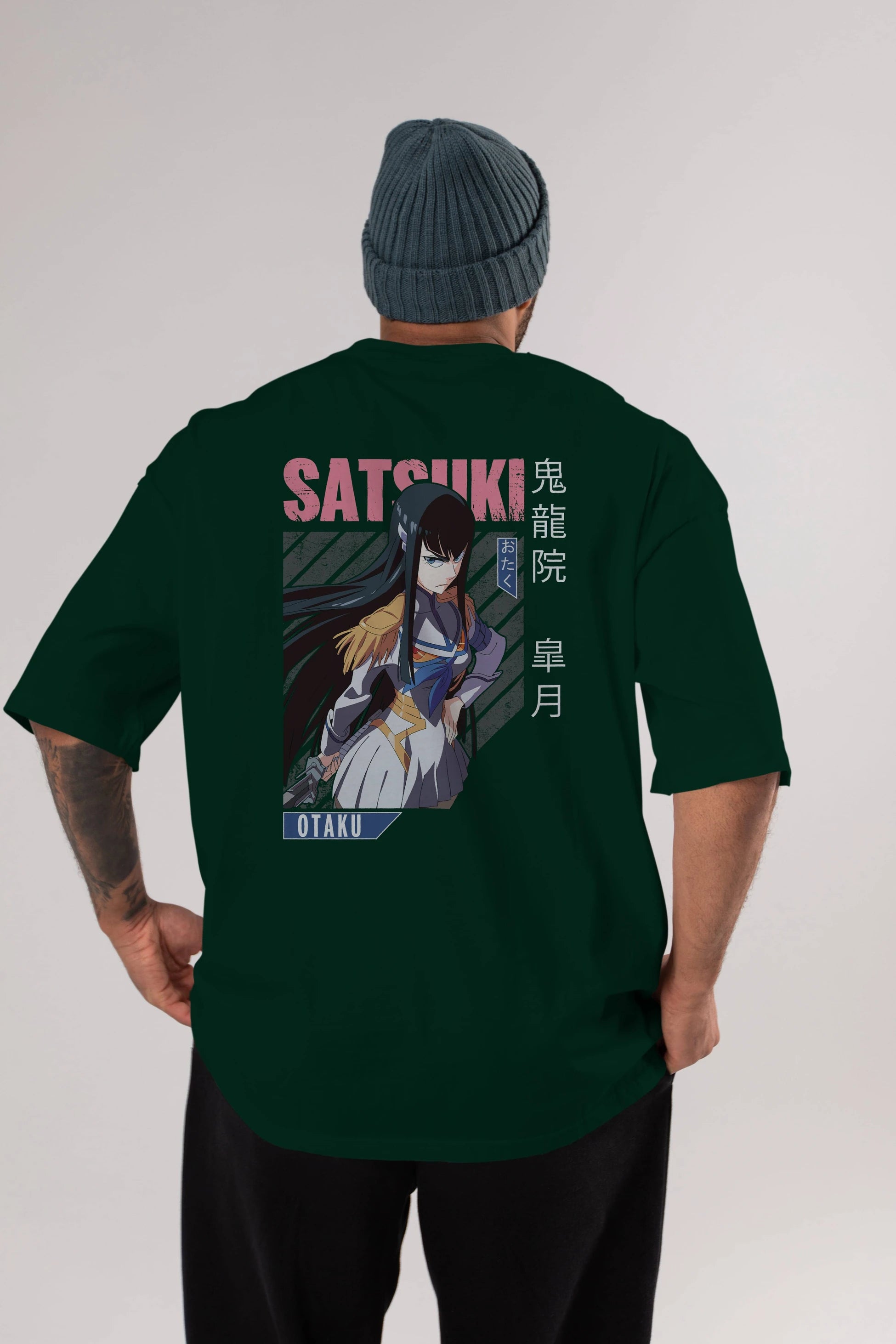 Satsuki Kiryuuin 8 Anime Arka Baskılı Oversize t-shirt Erkek Kadın Unisex
