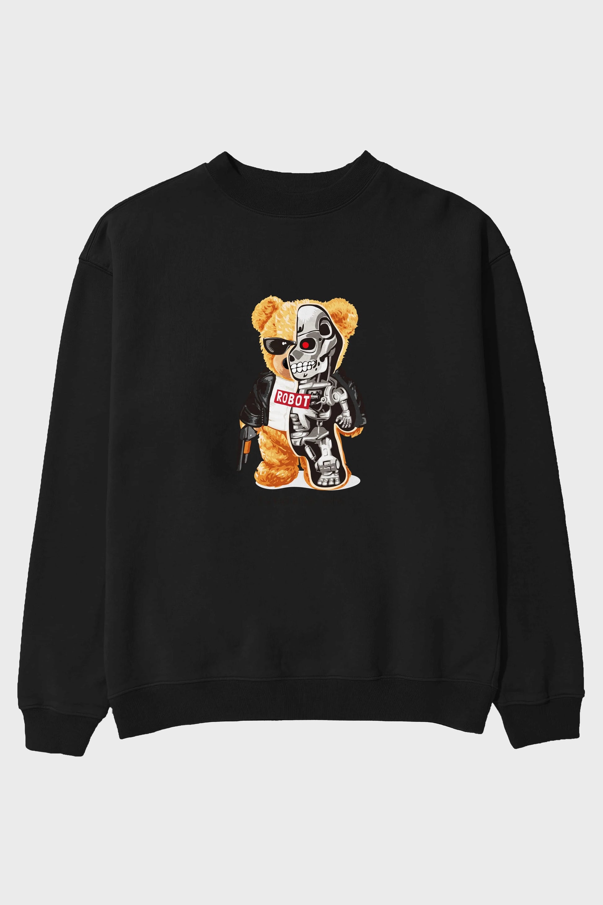 Teddy Bear Robot Ön Baskılı Oversize Sweatshirt Erkek Kadın Unisex