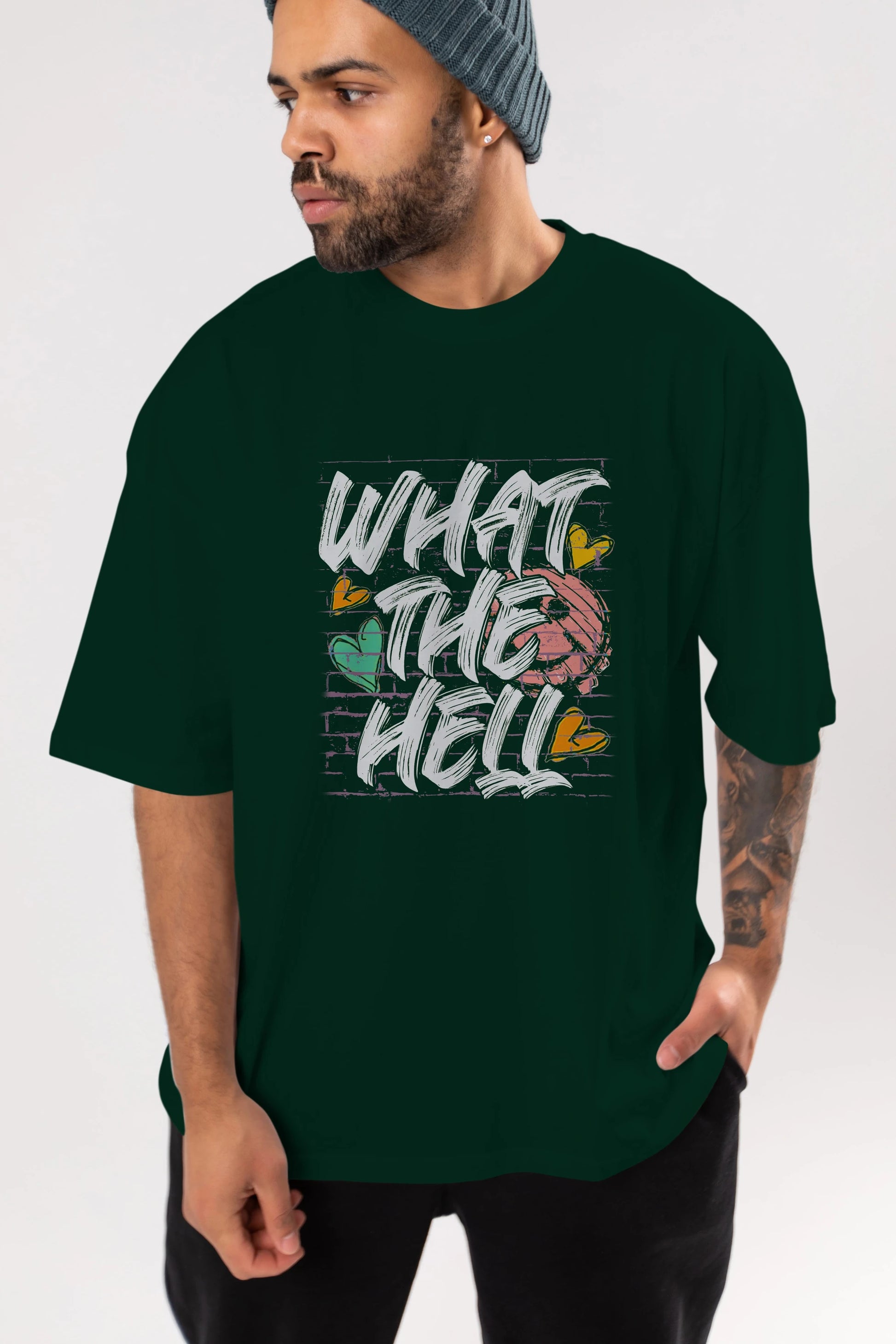 What The Hell Ön Baskılı Oversize t-shirt Erkek Kadın Unisex