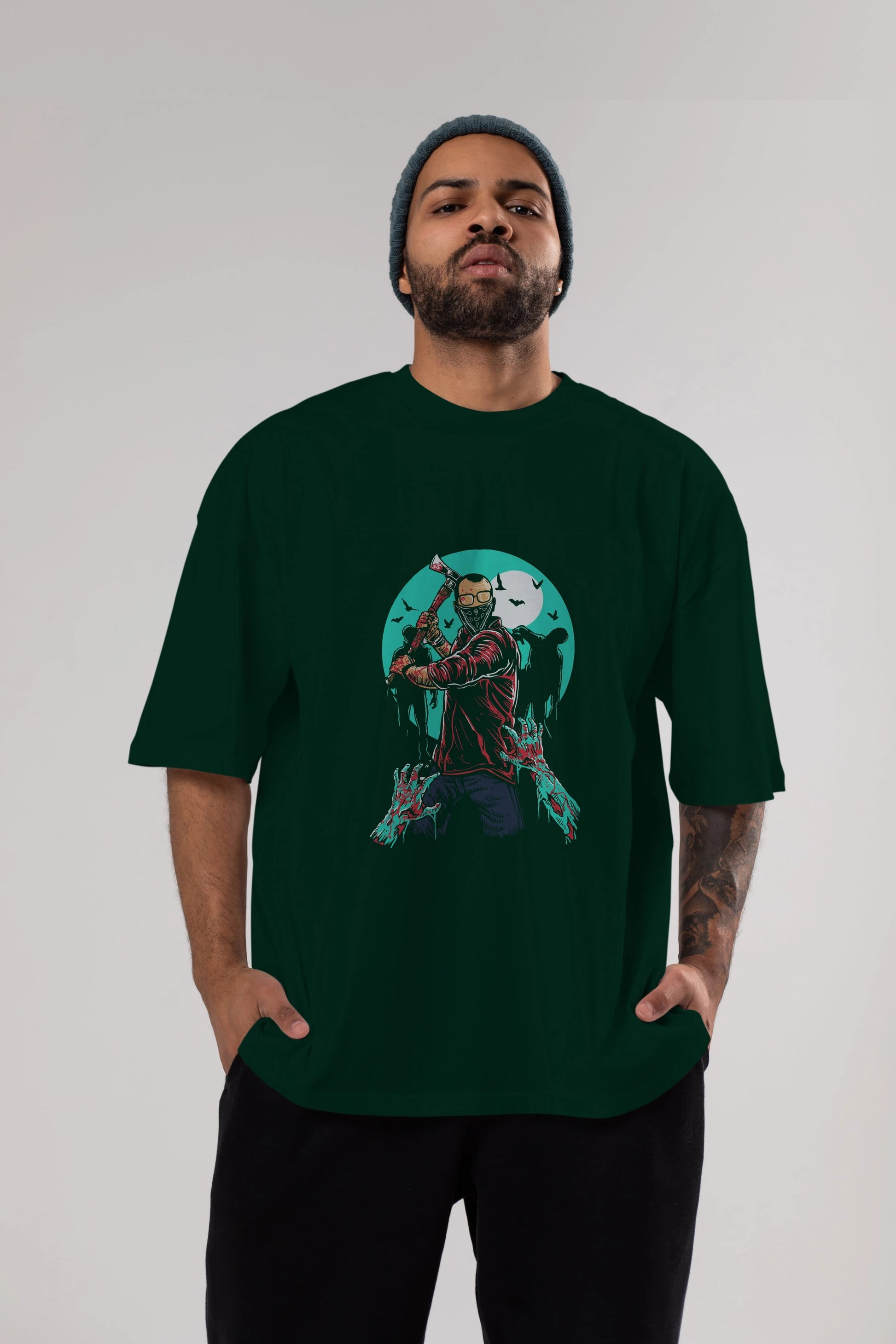 Zombie Killer Ön Baskılı Oversize t-shirt Erkek Kadın Unisex %100 Pamuk tişort