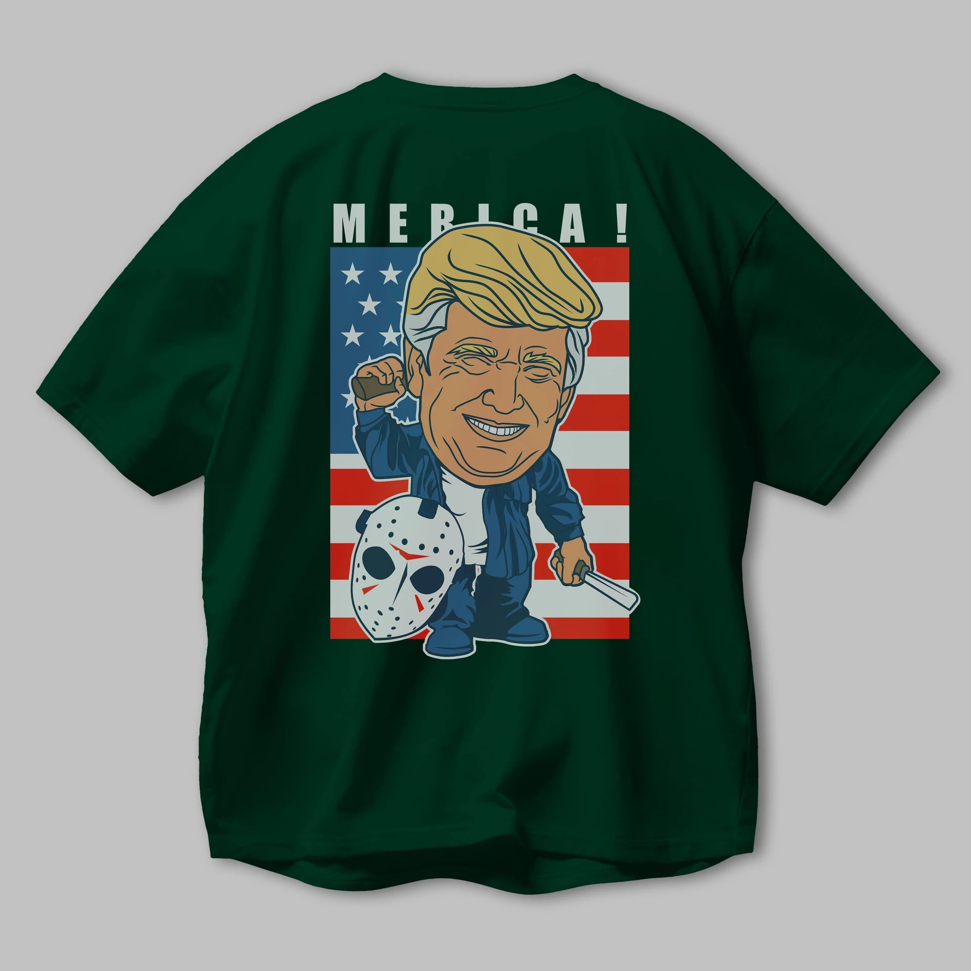 Jason Voorhess Trump Arka Baskılı Oversize t-shirt Erkek Kadın Unisex %100 Pamuk tişort